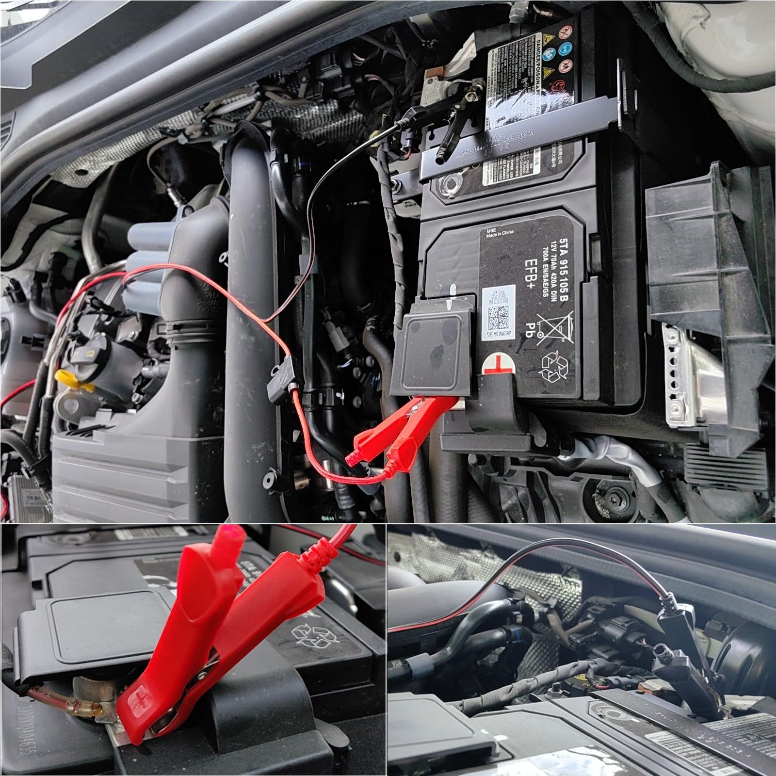 Thlevel Cable de Extensión de Coche Alargador Mechero Coches 12V 24V Pinza de Cocodrilo Eléctrica 3 Metros 16AWG con Fusible de Protección para la Batería Portátil Compresores Inversor
