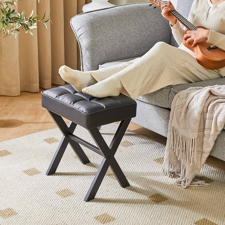 Amazon.com: IBUYKE Square Makeup Stool with X-Leg Foot Rest