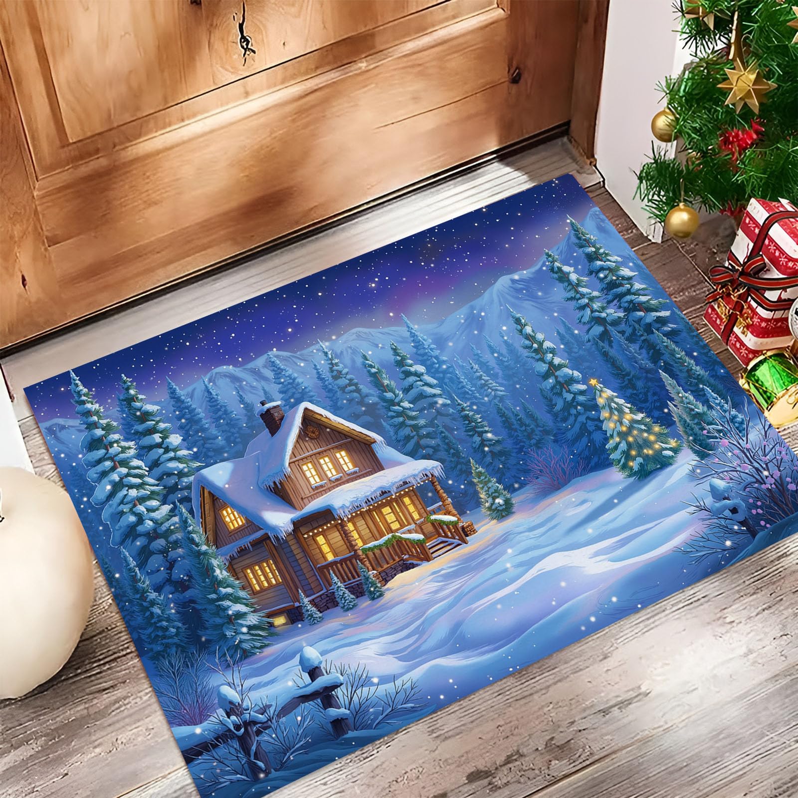 Paillasson de qualité supérieure 50x80cm au design moderne de montagnes