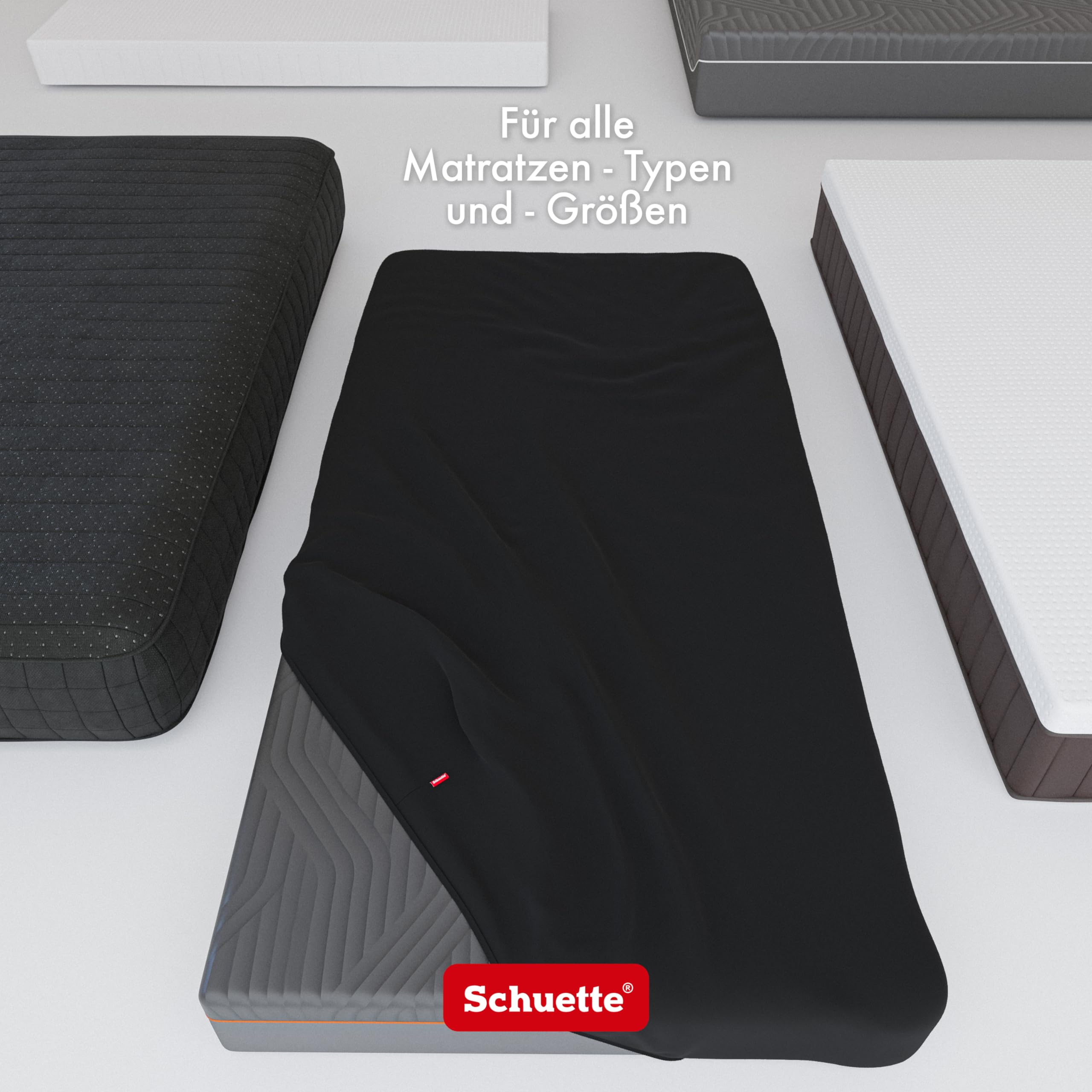 Schuette® Topper Spannbettlaken • 180x200 cm • Wow! Kollektion: Beyond Black (Schwarz) • 100% Superfluff Baumwolle, Blickdicht, Faltenfrei • mit Rundumgummi • Matratzenhöhe bis 15 cm