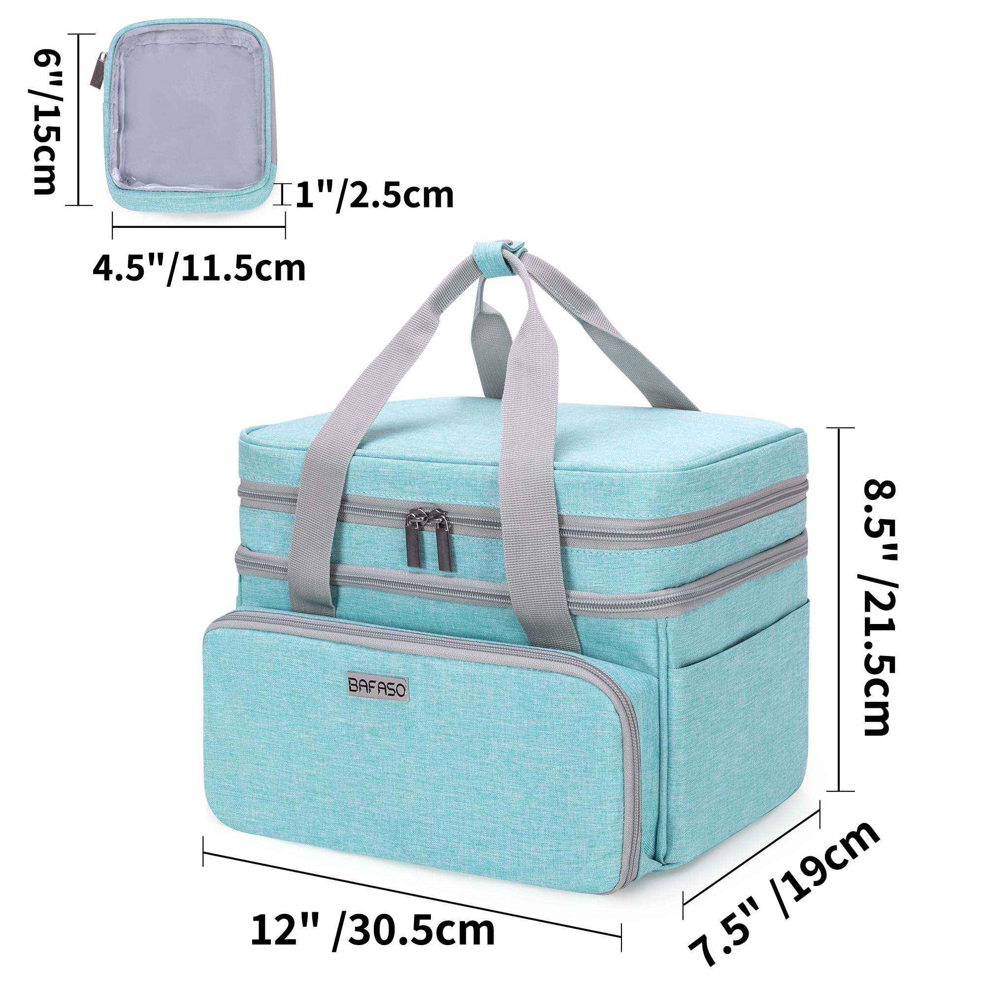 BAFASO Doppelschicht Nähset-Tasche mit Großraum und Viel-Fächer - Nähzubehör-Organizer für Häkelnadel, Nähgarn und Nähwerkzeuge, Grün