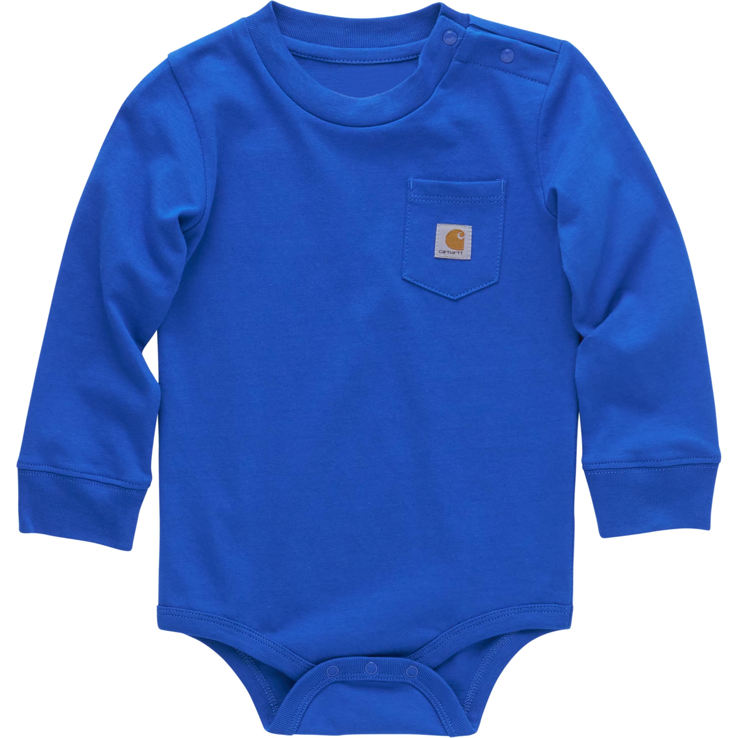Carhartt Long-Sleeve Pocket Bodysuit | 100% Cotton | Made From Breathable, 100% Cotton Jersey | Easy Changes 6 Months Lapis Blue