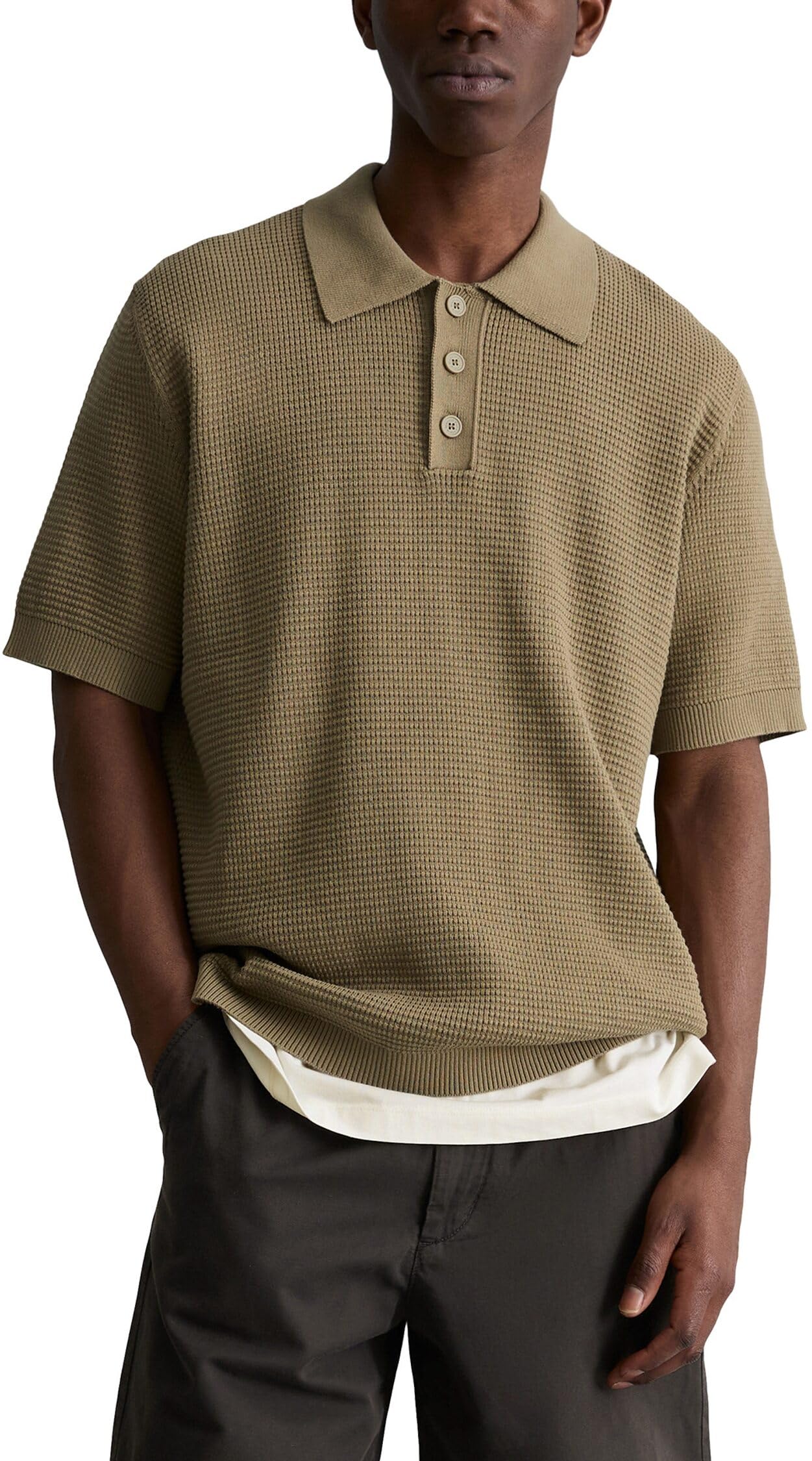 Marc OߴPolo Denim Herren Kurzarm-Poloshirt mit Waffelstruktur Regular Fit