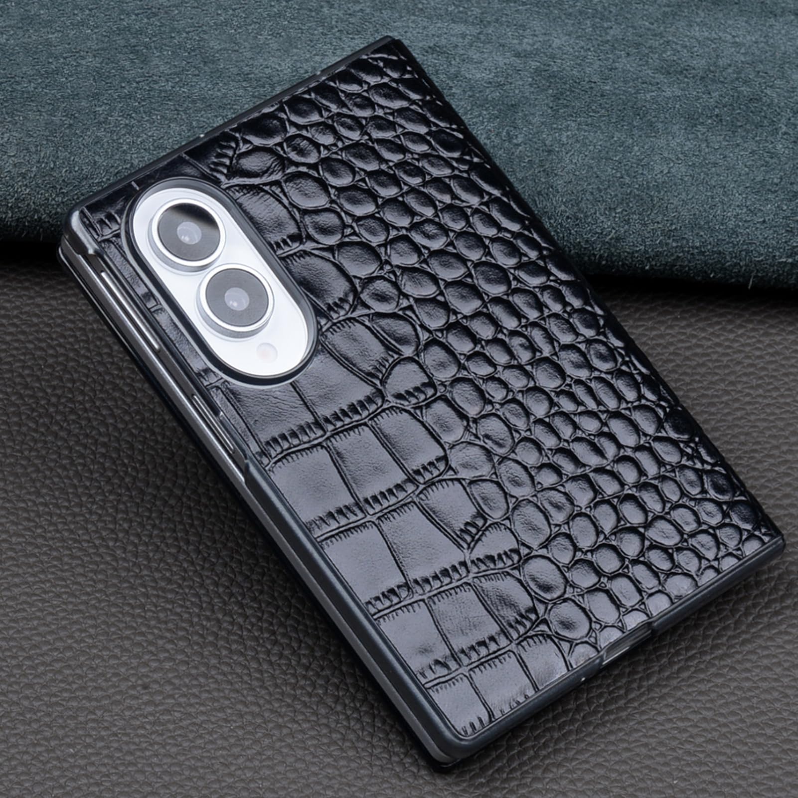 Vera Pelle Custodia per Samsung Galaxy Z Fold 8, Lusso Texture Coccodrillo