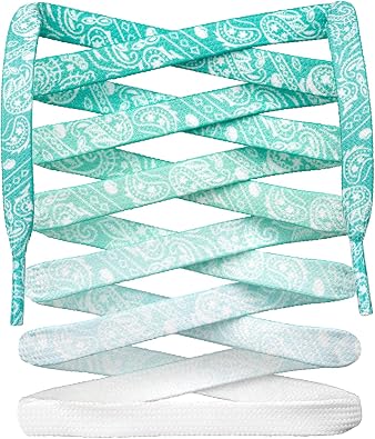 LitLaces - Flat Sublimated Paisley Print Custom Shoelaces Gradient Colors for Sneakers and Boots