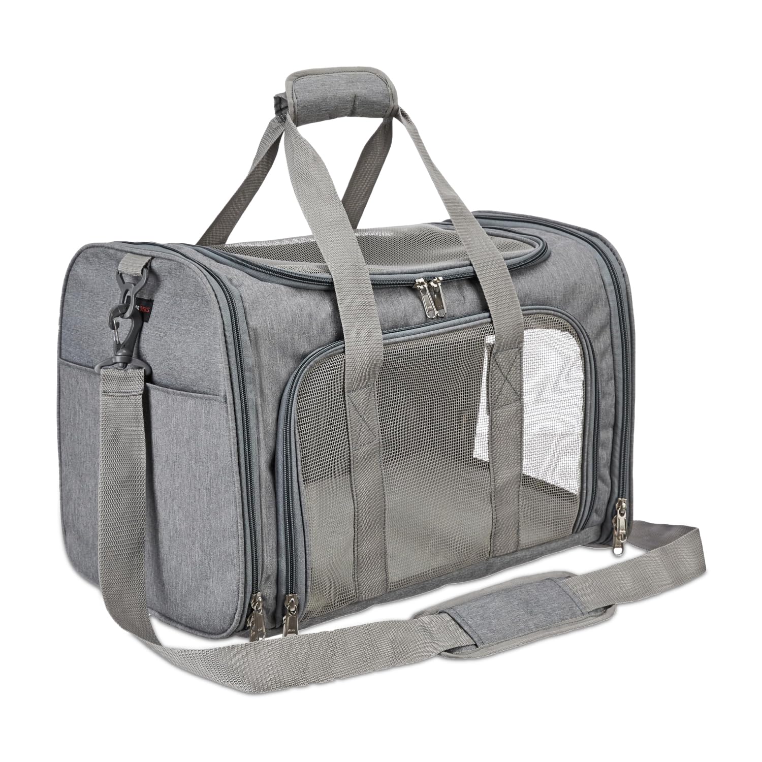amazon basics Soft-Sided Mesh Pet Carrier | Travel Pet Carrier for Dogs & Cats | Breathable Pet Bag | Indoor & Outdoor Pet Carrier | Washable | Spacious Travel Bag for Pets (Large) (Light Grey)-image-19