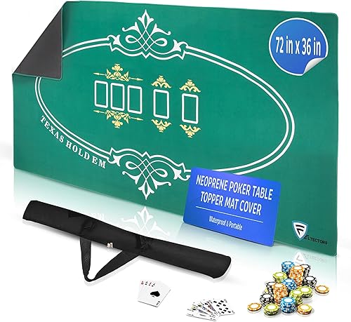 Texas Holdem Juego de alfombrillas de póquer cubierta de neopreno para mesa de póquer, 72 x 36 pulgadas