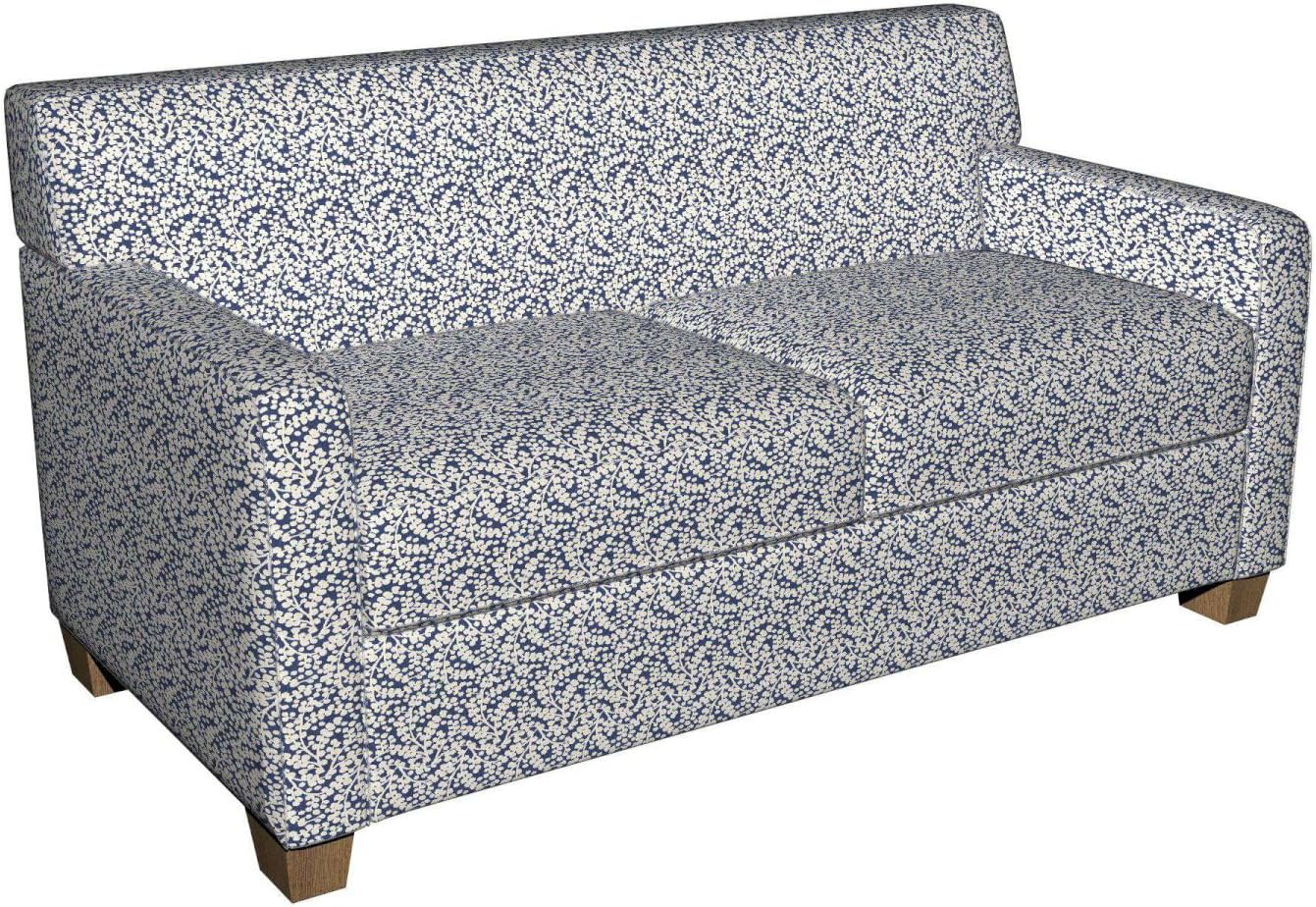 Blue and Off-White Leafy Vines Jacquard Upholstery Fabric by The Yard - SKU: Molly Laguna