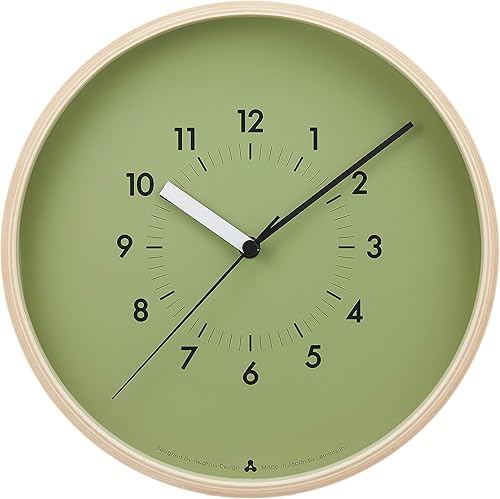 Lemnos Reloj de Pared Analógico Soso General Reloj de Cuarzo Madera Natural SOSO Verde AWA13-06 GN Lemnos