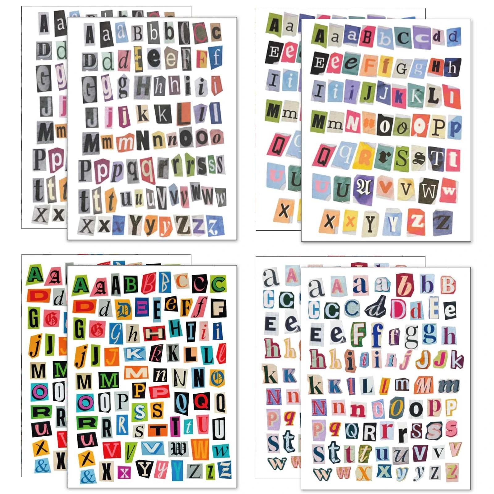 VOOSFSIE 568 Pieces Letter Stickers, Self Adhesive Alphabet Letter Stickers Stamping Supplies, Vintage Scrapbooking Letters Stickers, for Travel Scrapbook/DIY Initial Letters/Journals