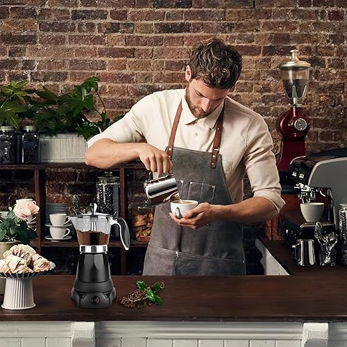 Miniatura 6 de SHANGSKY Cafetera eléctrica para 6 tazas, cafetera de café expreso, cafeteras eléctricas, cafetera italiana, cafetera, cafetera, portátil, de