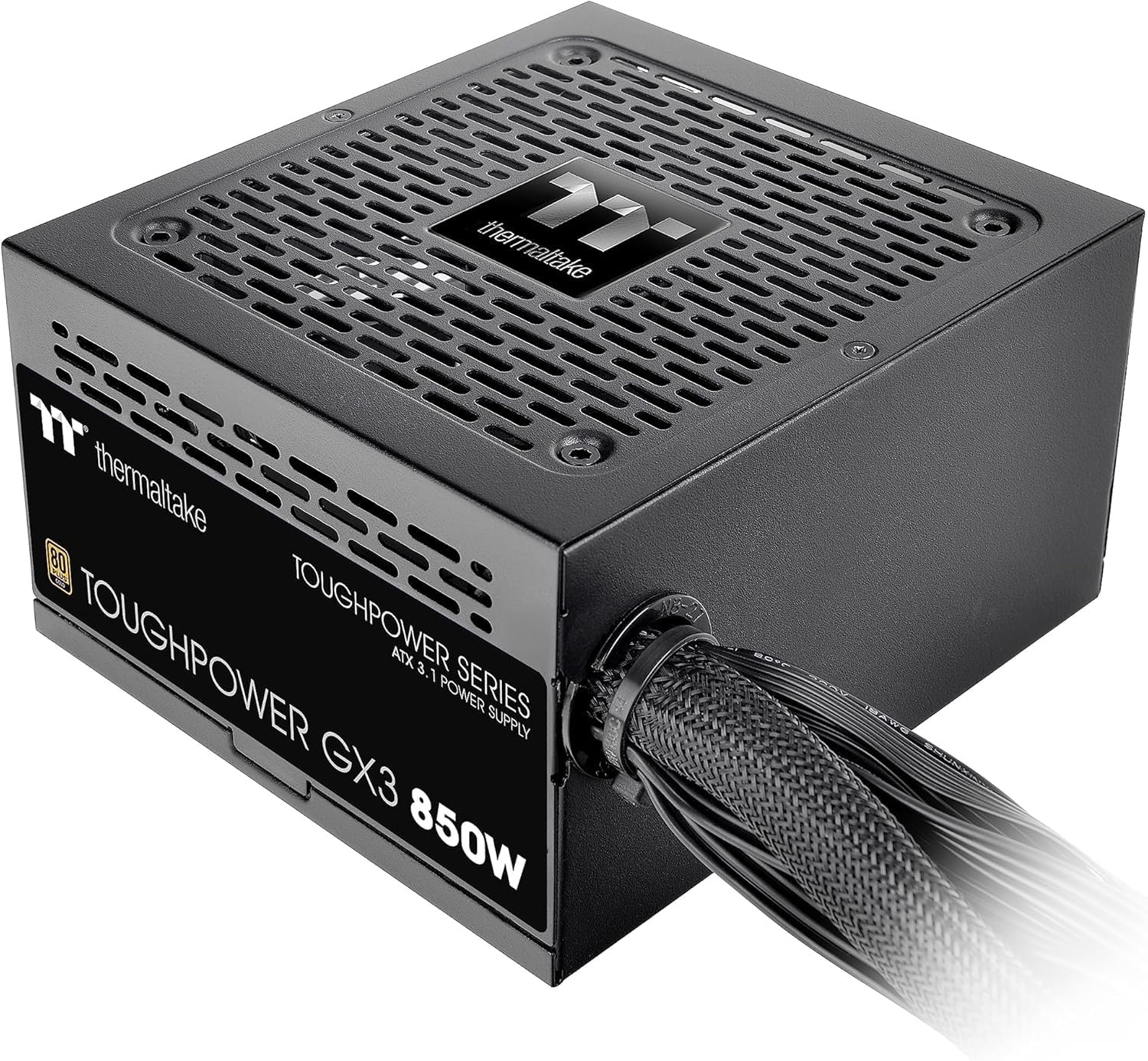 Toughpower GX3 850W; ATX 3.1; Native PCIe 5.1 12V-2x6; Flat Cables; 120mm Fan; 80 Plus Gold Certified; 5 Year Warranty; Black; PS-TPD-0850NNFAGU-3