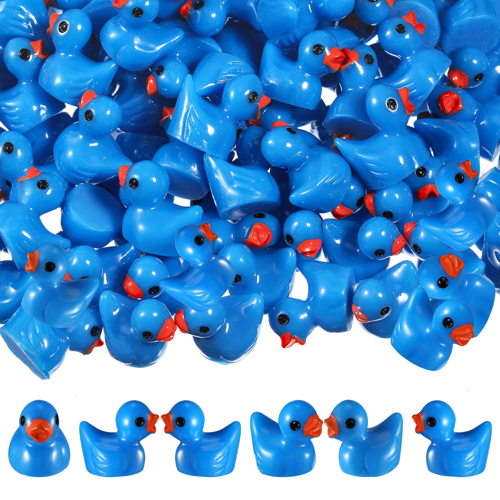150 Pcs Mini Resin Ducks Miniature Ducks Tiny Duckies Figures for Home Prank Game Micro Landscape Aquarium Dollhouse Ornament Mini Duckies DIY Terrarium and Handmade School(Dark Blue)