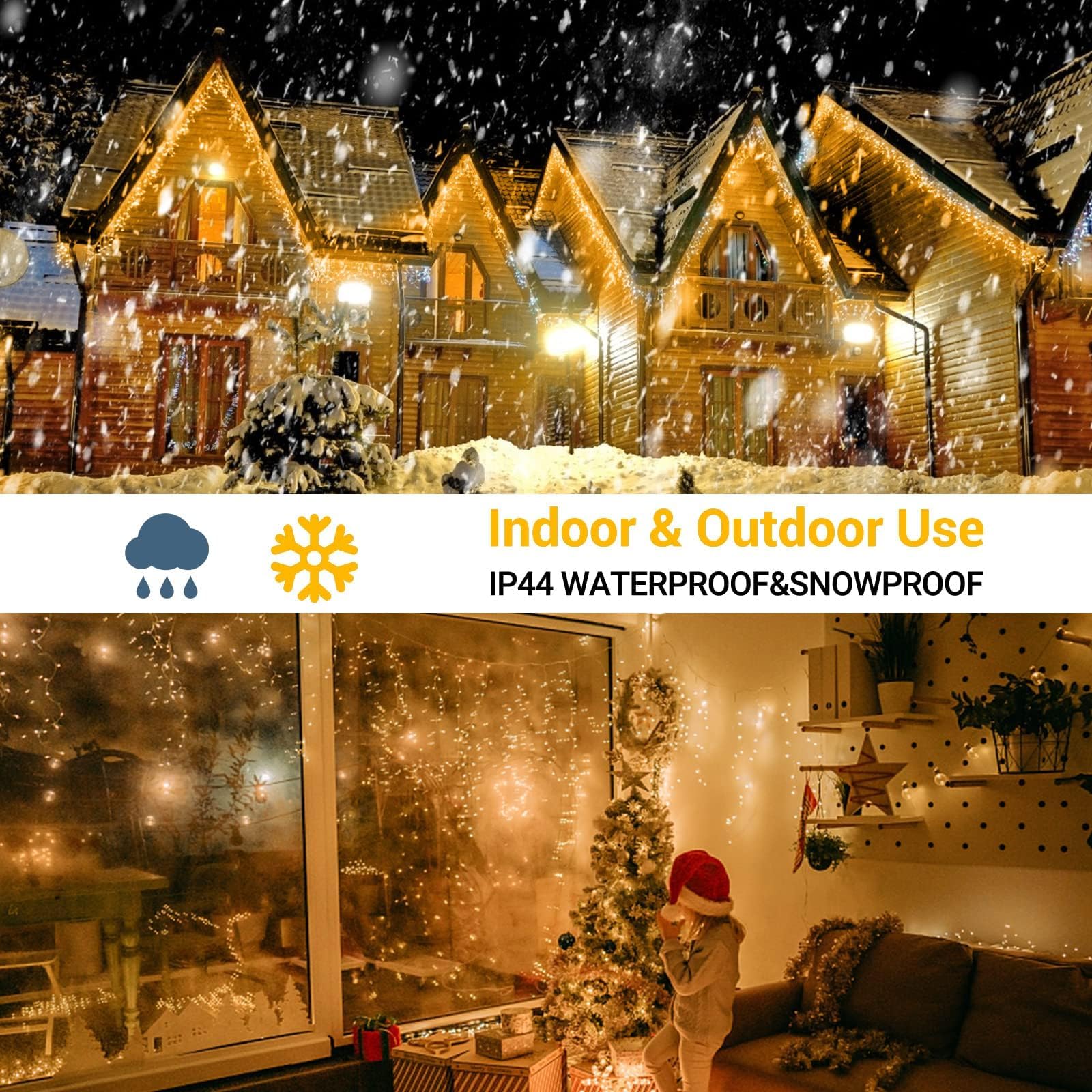 GlobaLink 800 LED Lichterkette Eisregen, 20M Lichtervorhang Außen mit 160 Tropfen erweiterbar mit Timer Regenlichterkette Eiszapfen Lichterkette für Dach Balkon Weihnachten Party - Warmweiß | Lichterkette LED Weihnachten Wasserdicht IP44 mit 8 Modi Lichte