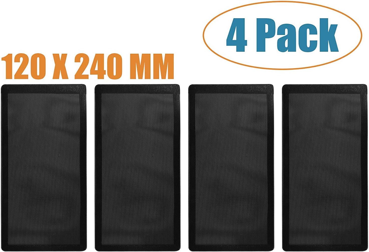 120mm x 2 Magnetic Frame Dust Filter, Computer Dust Filter and PC Computer Case Fan Dust Filter Screen Dustproof Case Cover with Magnet, Ultra Fine PVC Mesh Set of 4