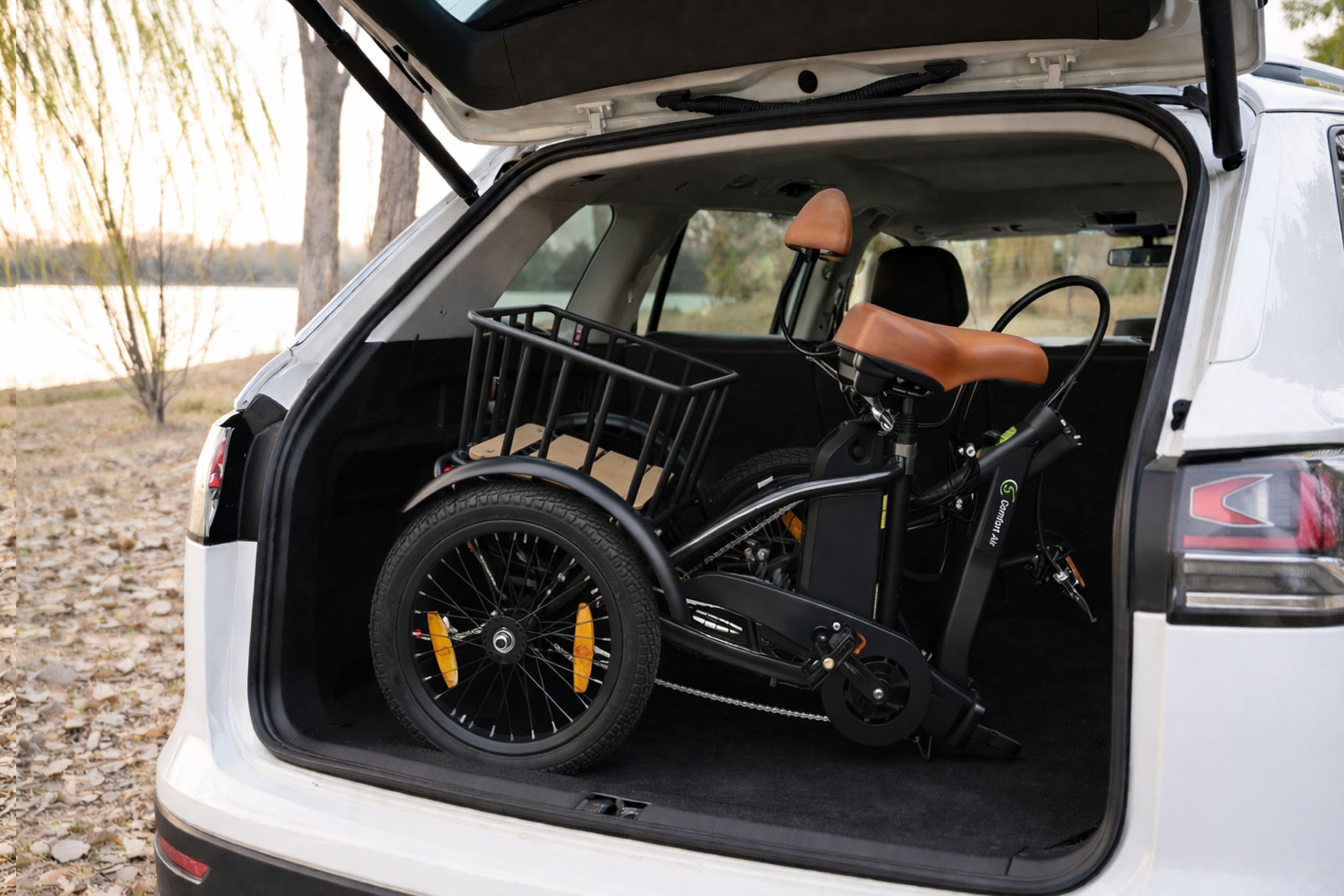 T6S Air Comfort Triciclo Elettrico per Anziani, 16" Bici Elettrica Pieghevole a 3 Ruote, assistenza alla spinta 6 km/h, luce posteriore con funzione freno integrata, per il tempo