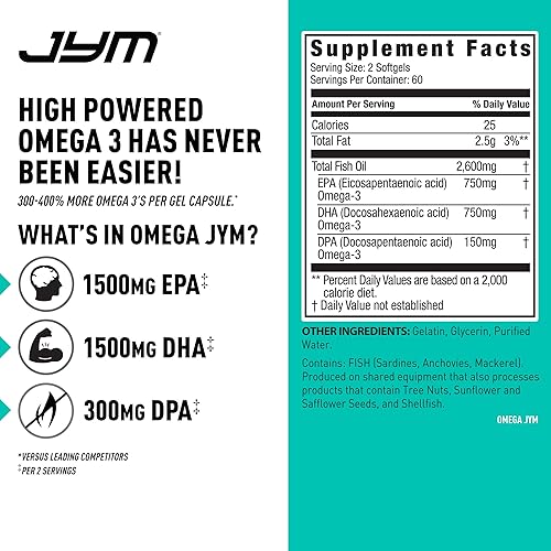 Miniatura 6 de JYM Supplement Science PRO JYM 45 porciones  Vainilla de Tahití y mg, Omega 3 de alta potencia, EPA, DHA, DPA para soporte cerebral, corazón y