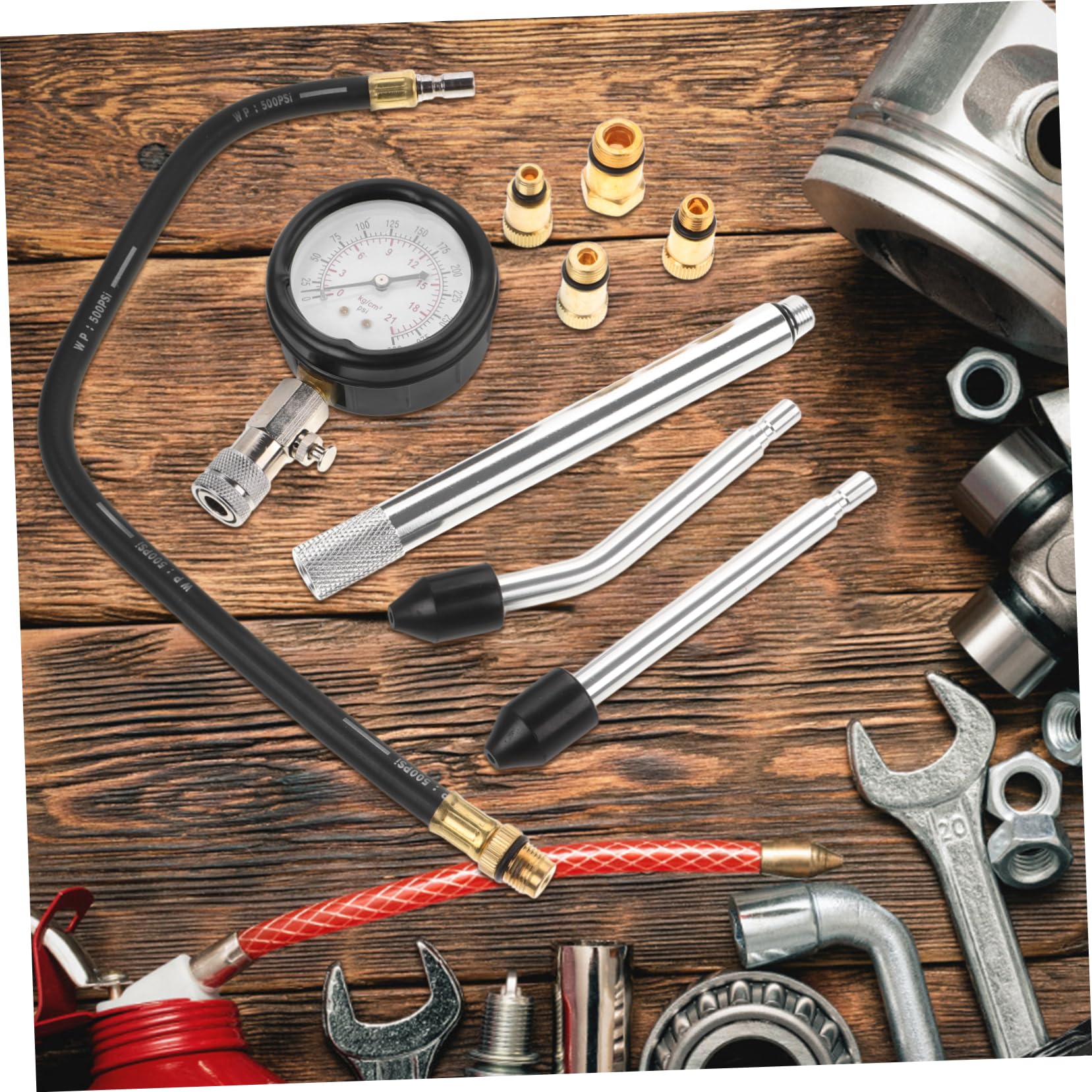 Cabilock Tester Compressione Del Cilindro Per Auto e Misuratore Pressione Per Riparazioni Kit Test Compressione Completo Strumento Adattabile Per Piccoli Motori e Motori Fuoribordo