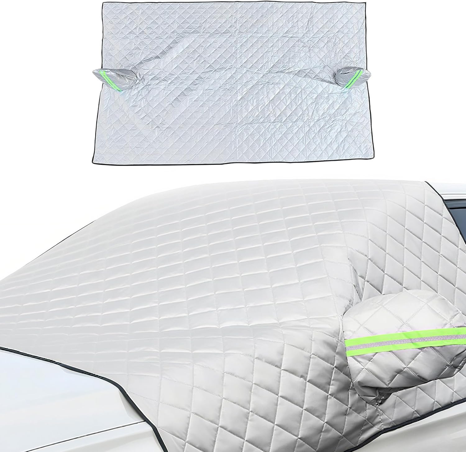 Windshield Snow Cover, Heavy Duty 4 Layers Car Protection Cover for Snow, Ice, Hail, Sun, Frost Defense, Winter Car Accessories for 2020-2025 Seltos, 2006-2025 RAV4, 2006-2025 Explorer