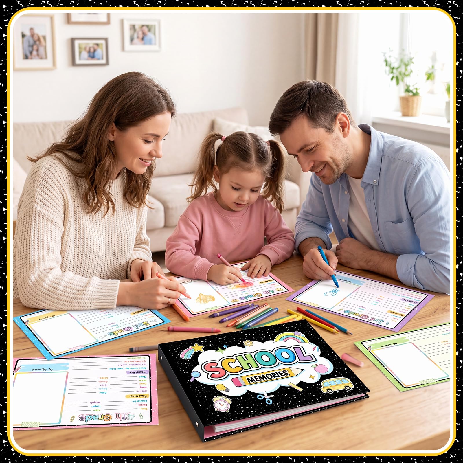Eaasty Libro de recuerdos escolares para niños, álbum de recortes escolar con 15 bolsillos de recuerdo de preescolar a 12º grado, día y año, para almacenamiento de fotos de la infancia (cuaderno de