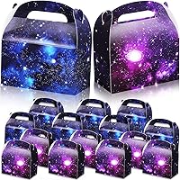 Vista 8 de Nezyo 24 cajas de regalo de fiesta espacial de 4.8 x 2.4 x 5.2 pulgadas, cajas pequeñas de galaxia a dos aguas, sistema solar, planeta, cartón