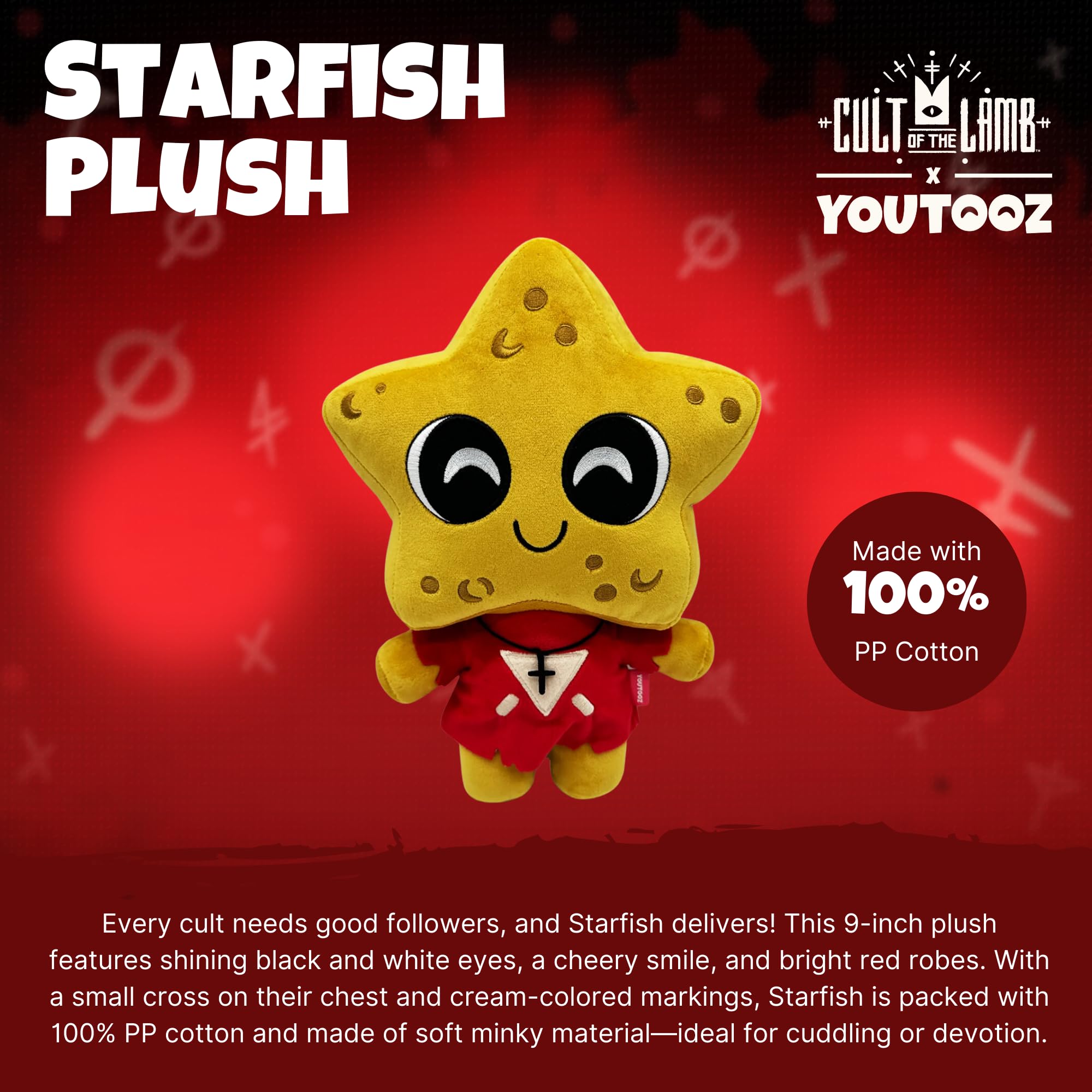 Youtooz Starfish 9 inch Plush - Cult of The Lamb Collectible Stuffed Starfish, Yellow, 9 inches - Image 2