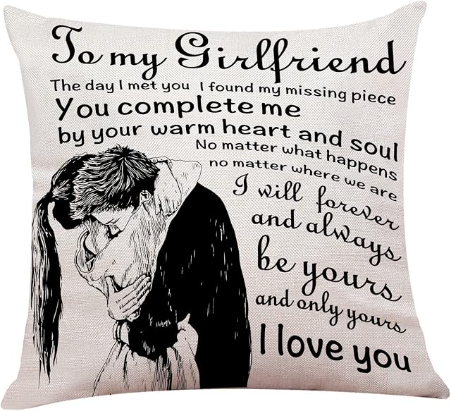 Gifts for Girlfriend, Girlfriend Gifts Cotton Linen Pillow Case Without Insert -Valentines Day Birthday Anniversary Wedding gifts for her
