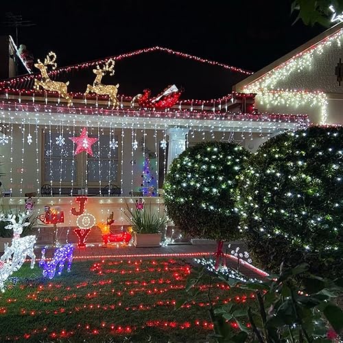 Miniatura 8 de Luces de carámbano de Navidad para exteriores, 400 luces LED de 33 pies para exteriores, luces de carámbano con temporizador de 8 modos impermeables