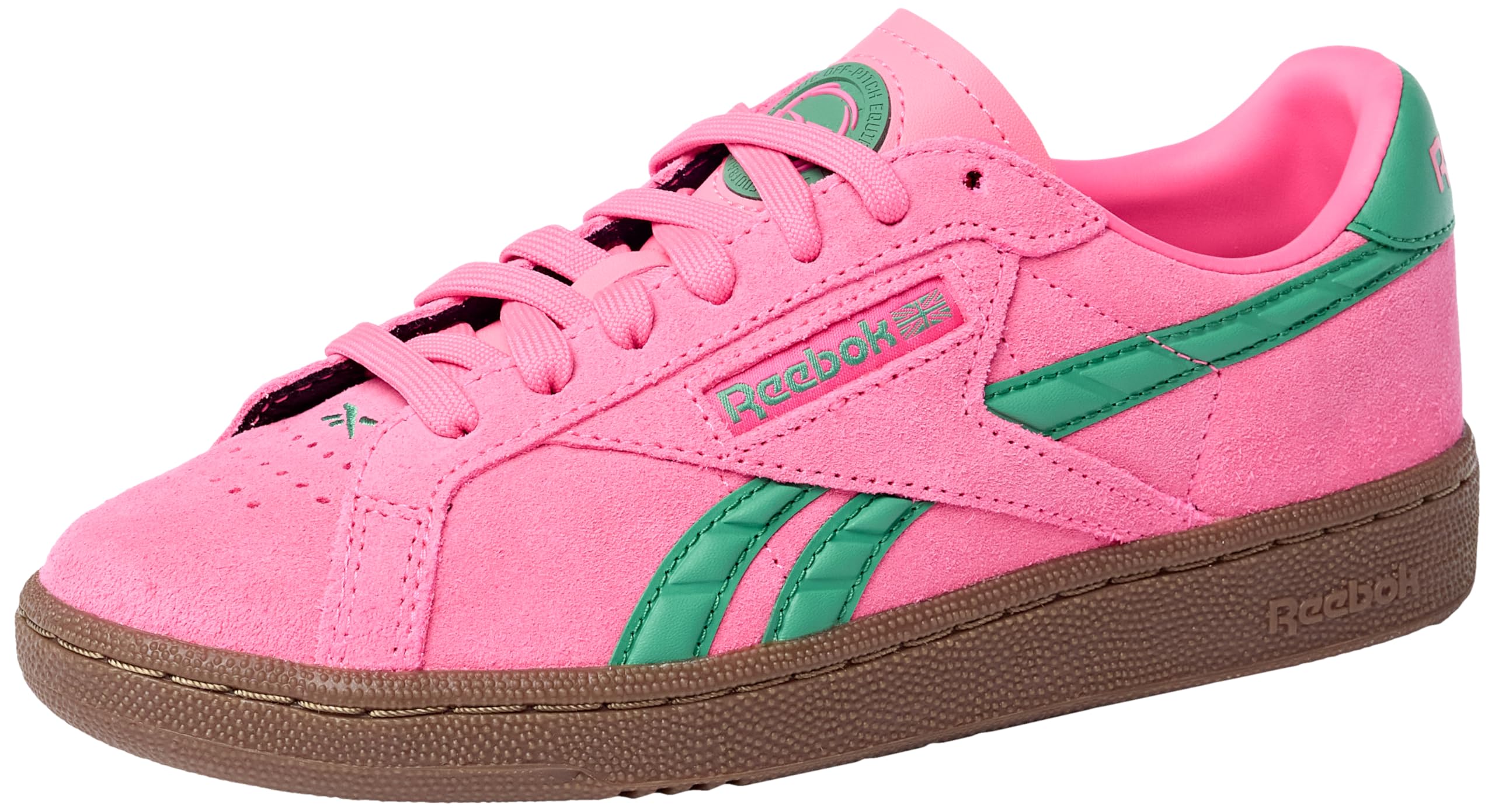 Reebok Women's Club C Grounds UK Sneaker, Atomicpink Upgradegreen Gum, 5