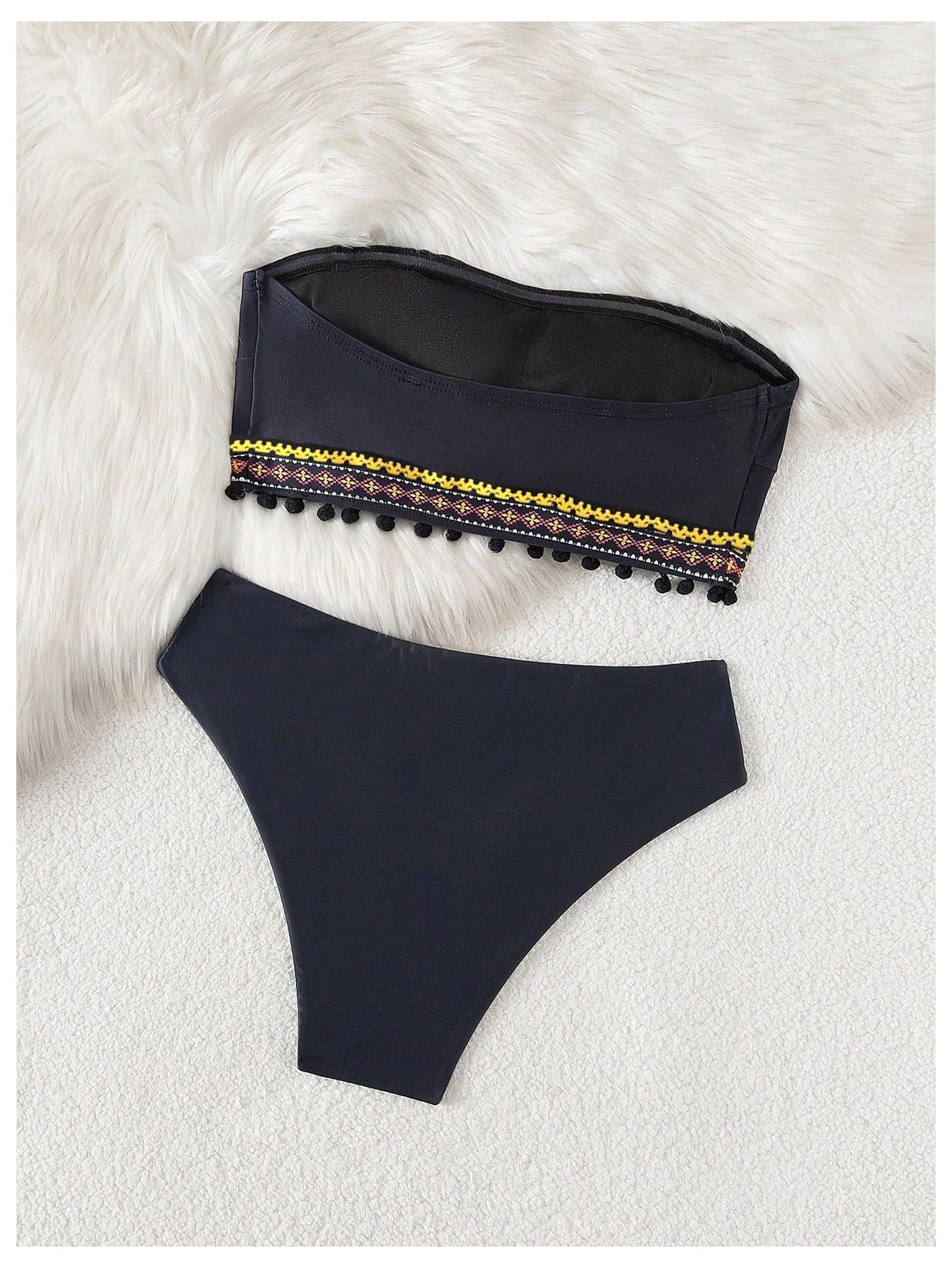 Women's Bandeau Bikini Set Floral Strapless Swimsuits Boho Two Piece Bathing Suit Swimwear
