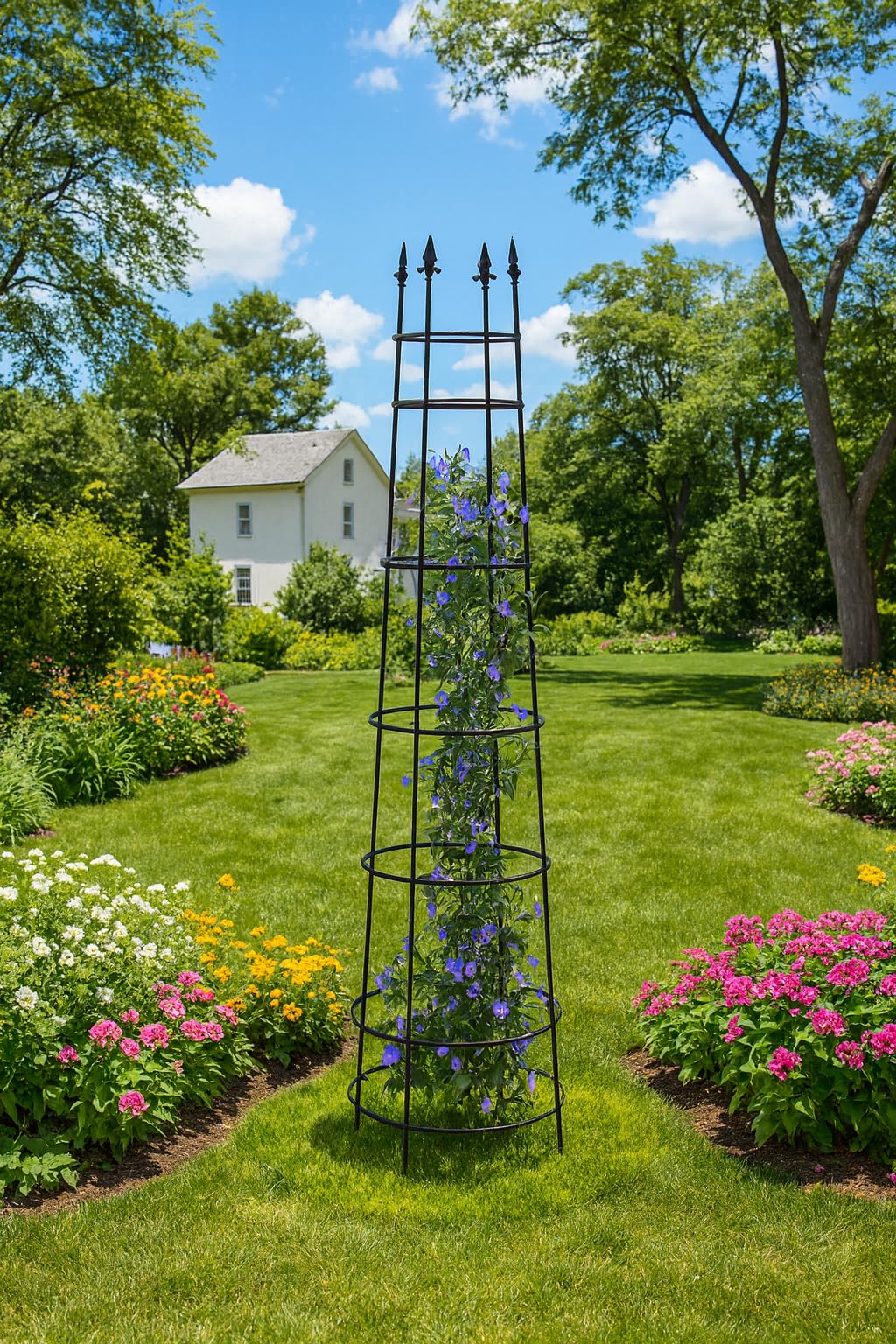 Großer Faltbarer Metall-Obelisk – 240 cm – Rankhilfe für Rosen & Kletterpflanzen – Gartenpyramide – Schwarz