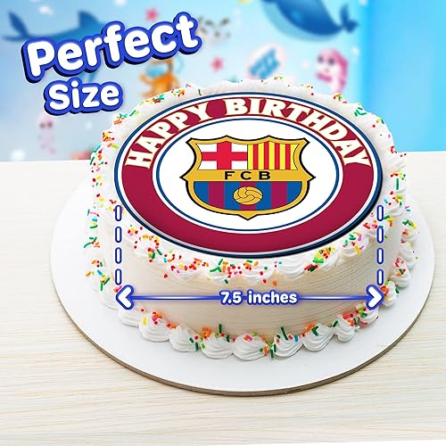 Miniatura 3 de 7.5 Barcelona Cake Topper – Decoración redonda comestible para tarta de cumpleaños, pastel de feliz cumpleaños
