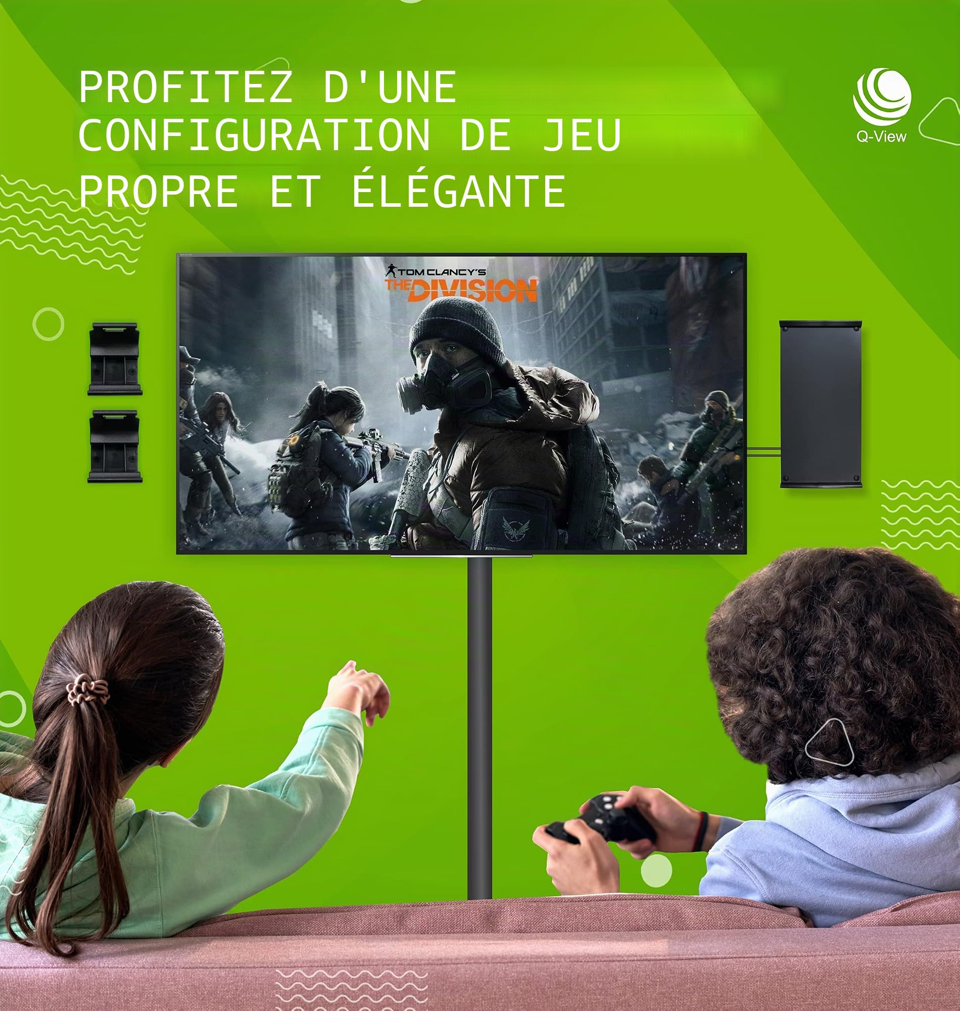 Q-View Q-View Support mural pour Xbox Series X avec clip et manette, fabriqué au Royaume-Uni Noir