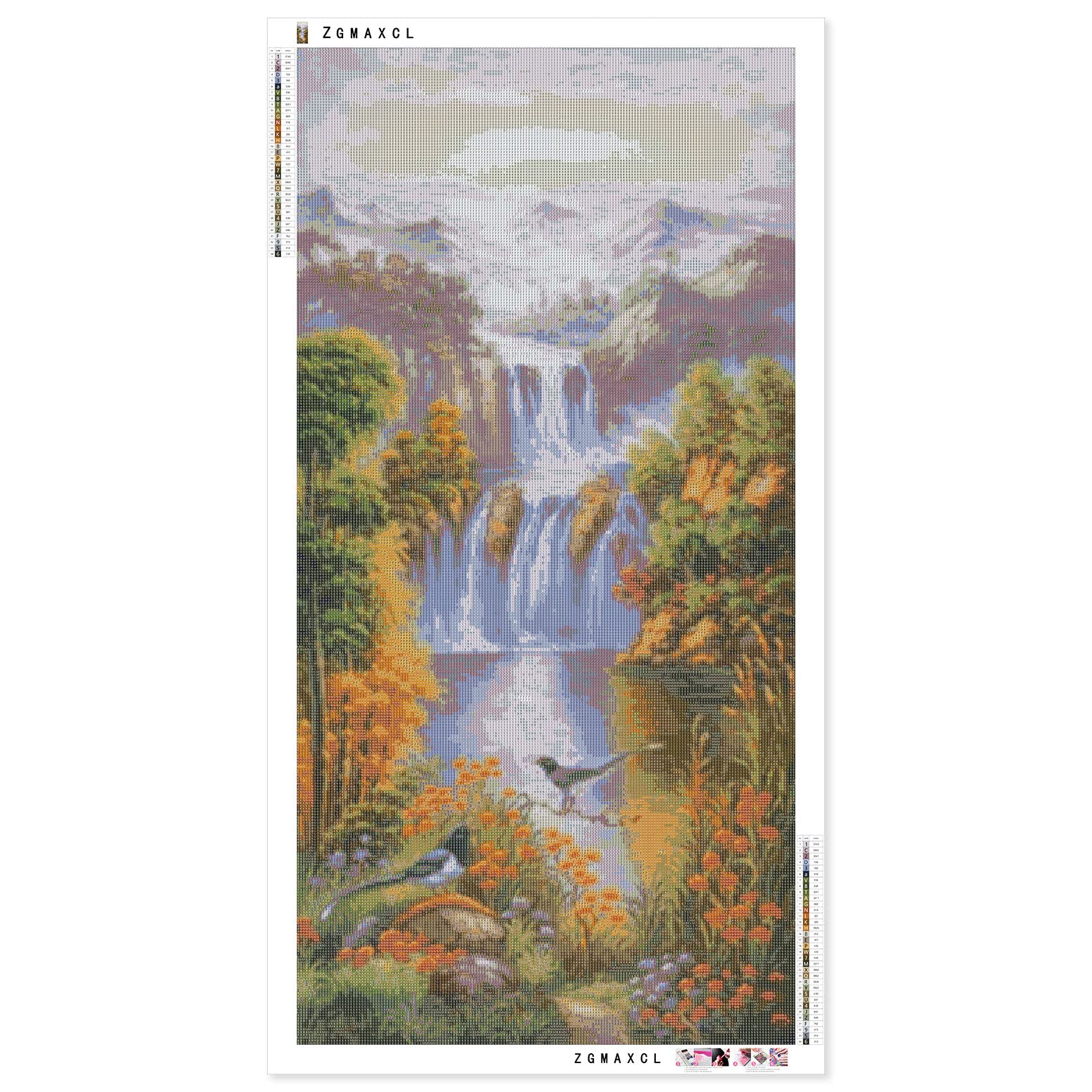 ZGmaxCL DIY 5D Diamant Malerei Set – Großformat 100x40 Cm, Wasserfall-Landschaft, Inkl. Zubehör