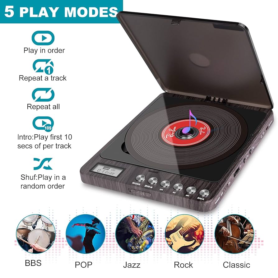 Amazon.com: MONODEAL Portable CD Player With Dual Headphones