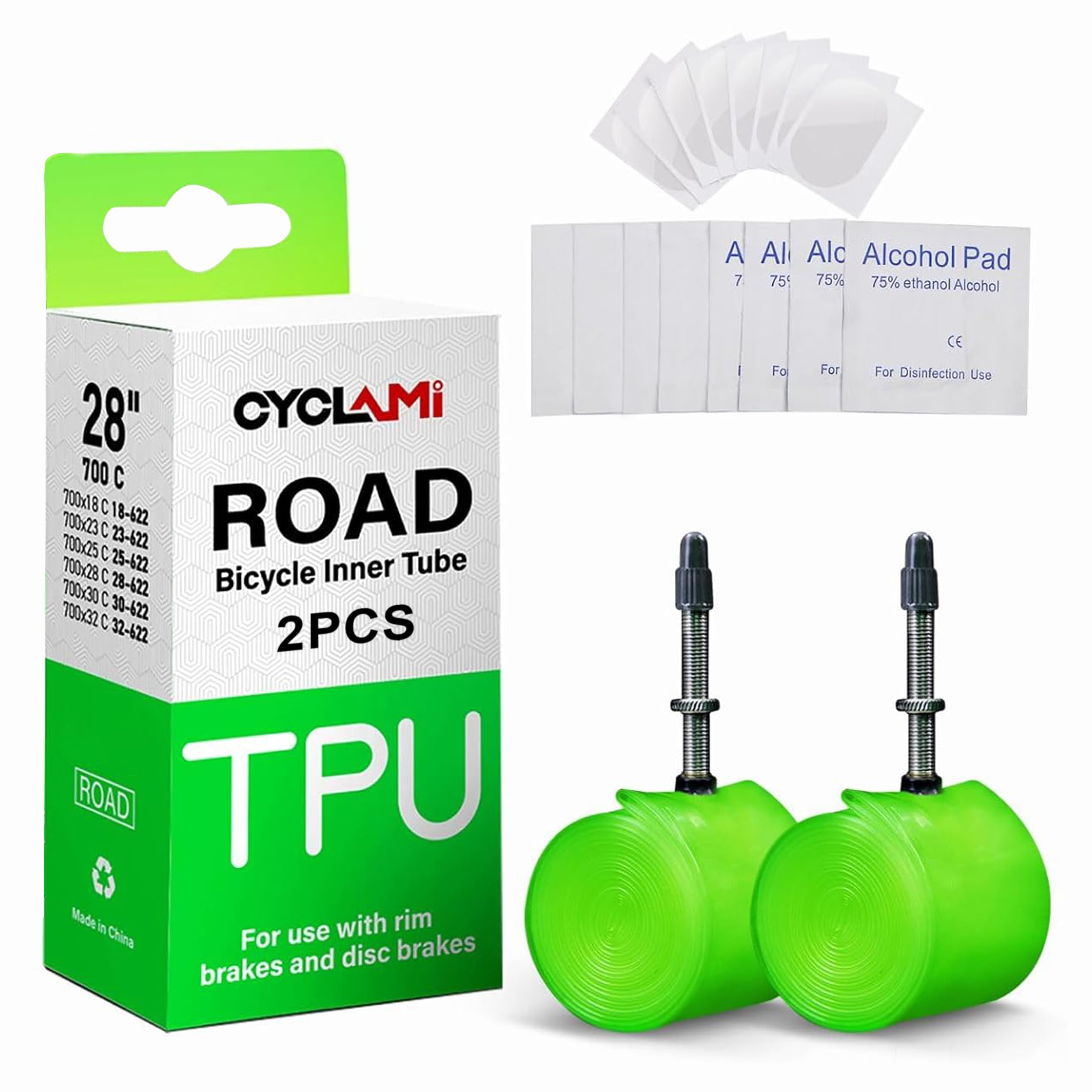 2-Pack Bike Tubes Apply to 700x18/23/25/28/30/32c,Lightweight Road Bike  Inner Tubes with 60mm Valve,Durable Bike Tire Tubes for Mountain Bike,Plus 