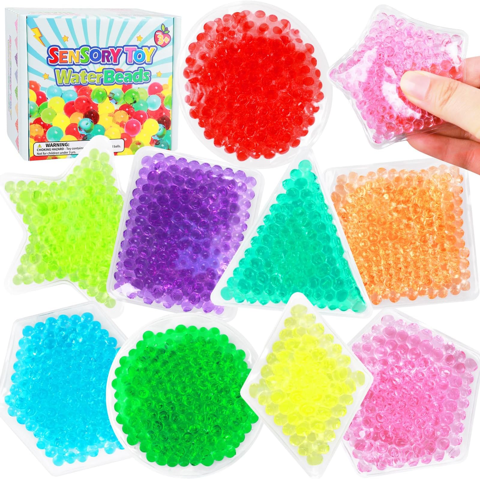 9Pcs Gel Filled Sensory Stress Balls for Adults Kids, Sensory Fidget Toys for Autism, Squishy Soft Packs Learning Toy, Ice Pack Cold Compress for Kids