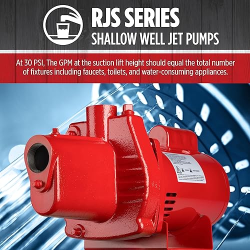 Miniatura 4 de Bomba de chorro Red Lion RJS-50-PREM para pozos poco profundos de hierro fundido Rojo 602207