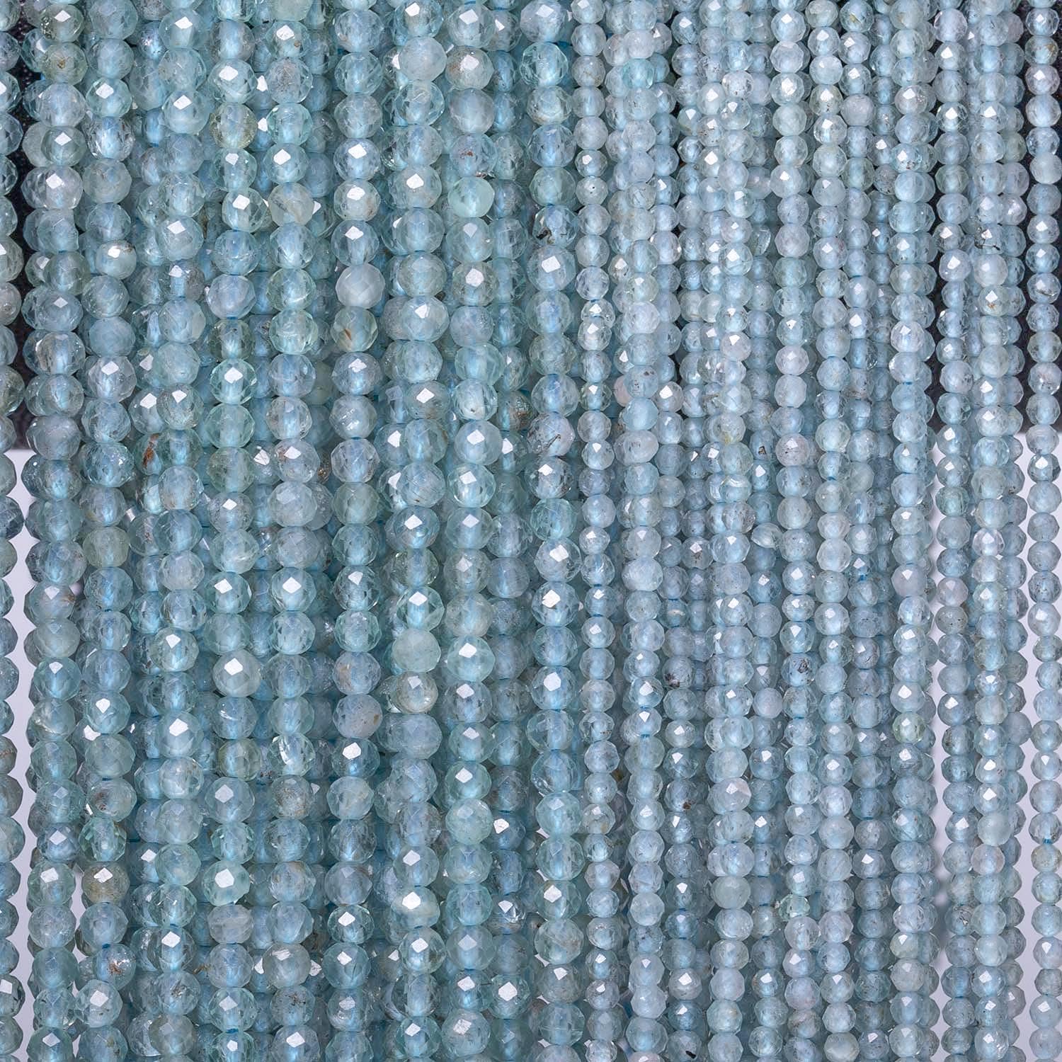 4mm 90pcs Natural Transparent Apatite Stone Beads, Songxi Small Faceted Round Loose Gemstone Beads for Jewelry Making, DIY Art and Craft, Bracelet Beads for Necklace (1 Strand)