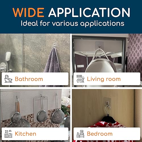 Miniatura 5 de GLUIT Ganchos adhesivos y ganchos de pared para colgar resistentes de 22 libras, ganchos de toalla para bata, ganchos de pared adhesivos