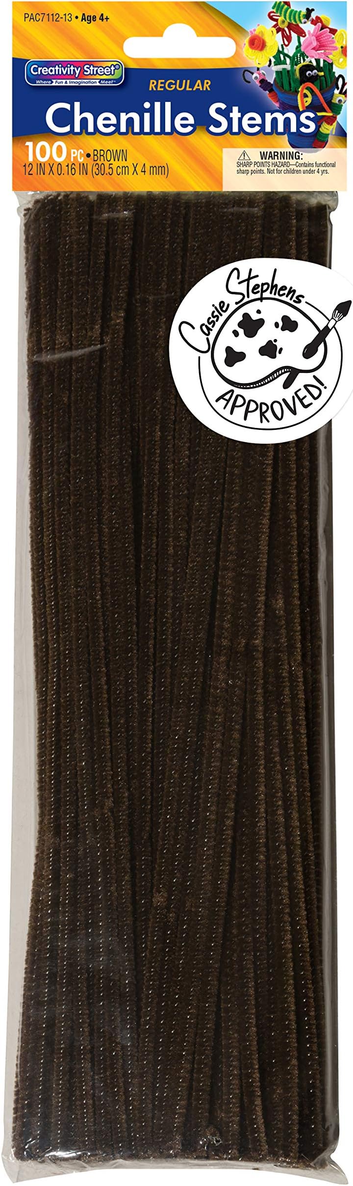 Chenille Stems/Pipe Cleaners 12 Inch x 4mm 100-Piece, Brown