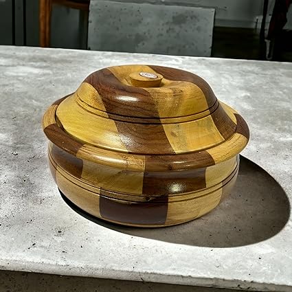 HUZAIFA HANDICRAFTED Latest trendy Wooden casserole wooden decorative hot pot to give you royal look infront of your guests