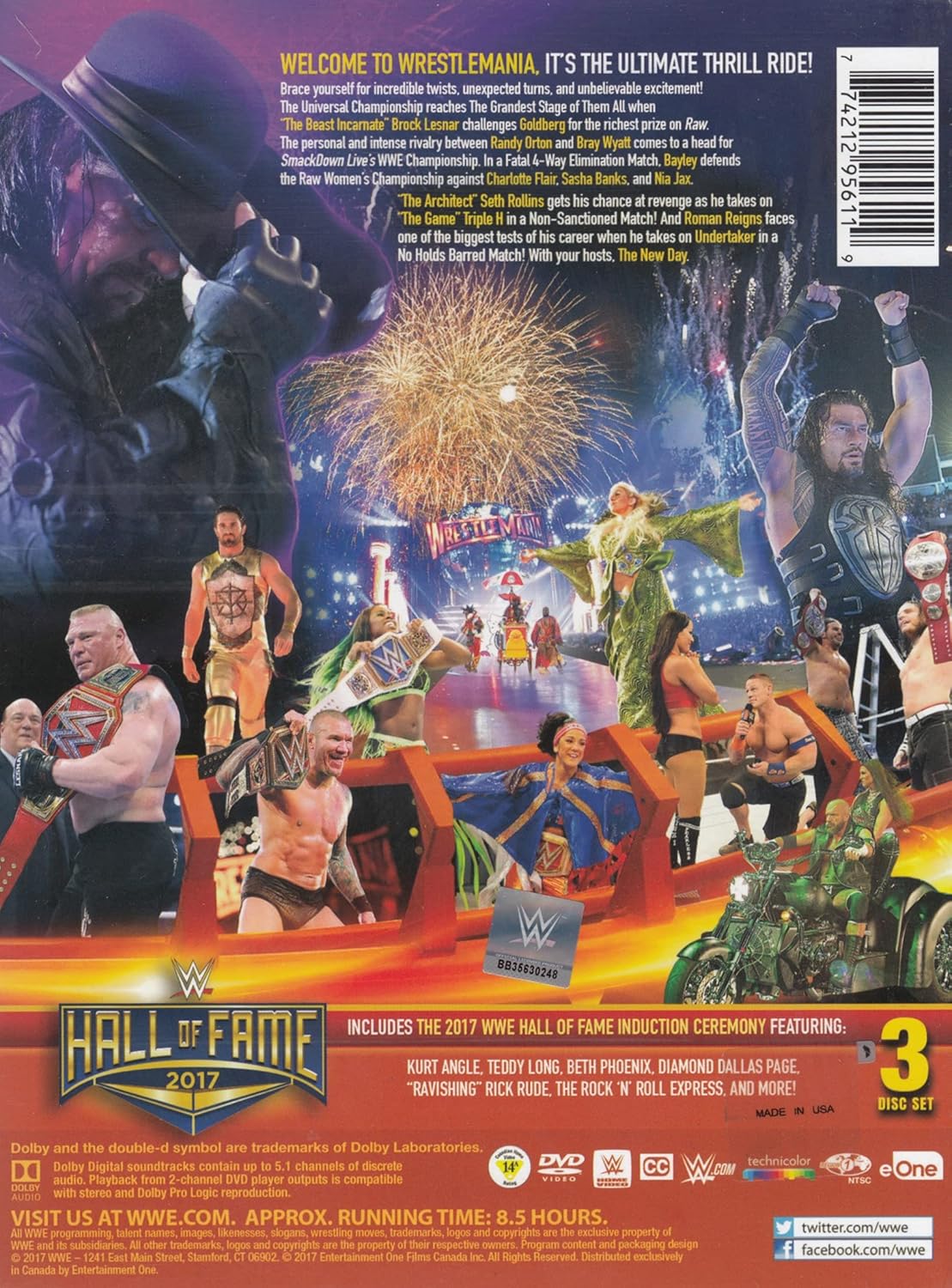 Back cover of WWE WrestleMania 33 DVD