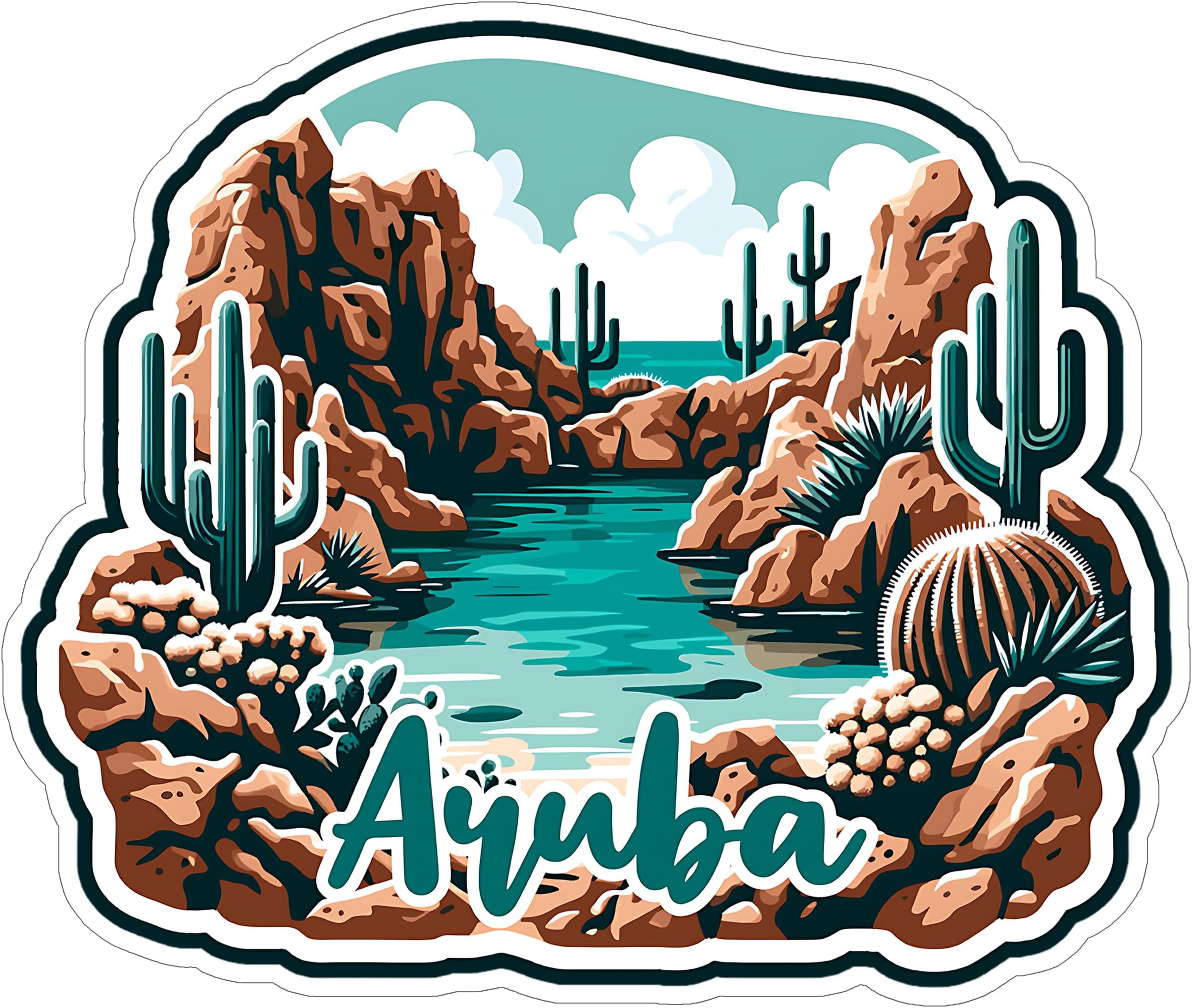 Aruba Sticker 4 Inch City Travel Souvenir Destination - Waterproof Vinyl Decal for Laptop Water Bottle Car Tumbler - Durable Aesthetic Long-Lasting Stickers for Adults ID44990