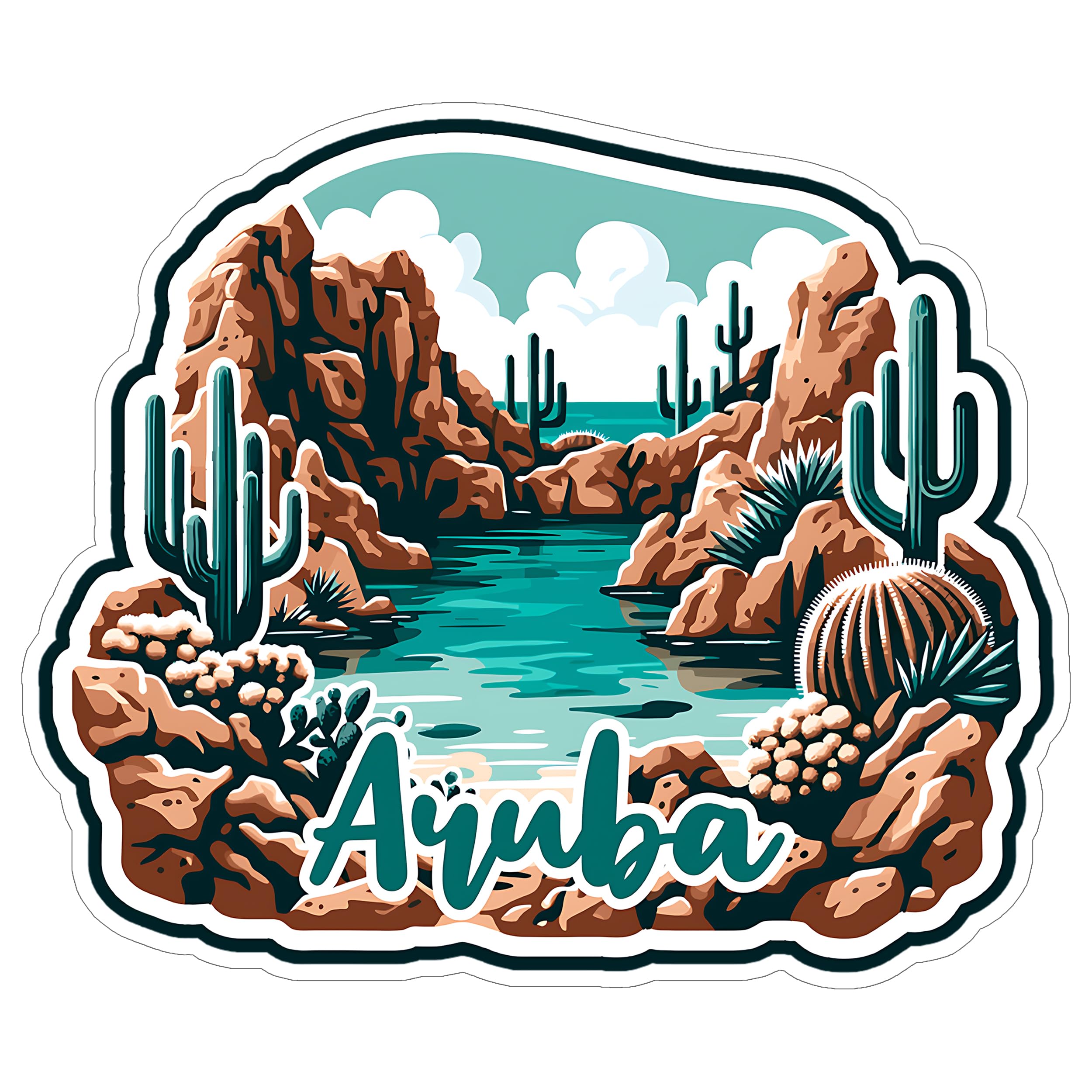 Aruba Sticker 4 Inch City Travel Souvenir Destination - Waterproof Vinyl Decal for Laptop Water Bottle Car Tumbler - Durable Aesthetic Long-Lasting Stickers for Adults ID44990