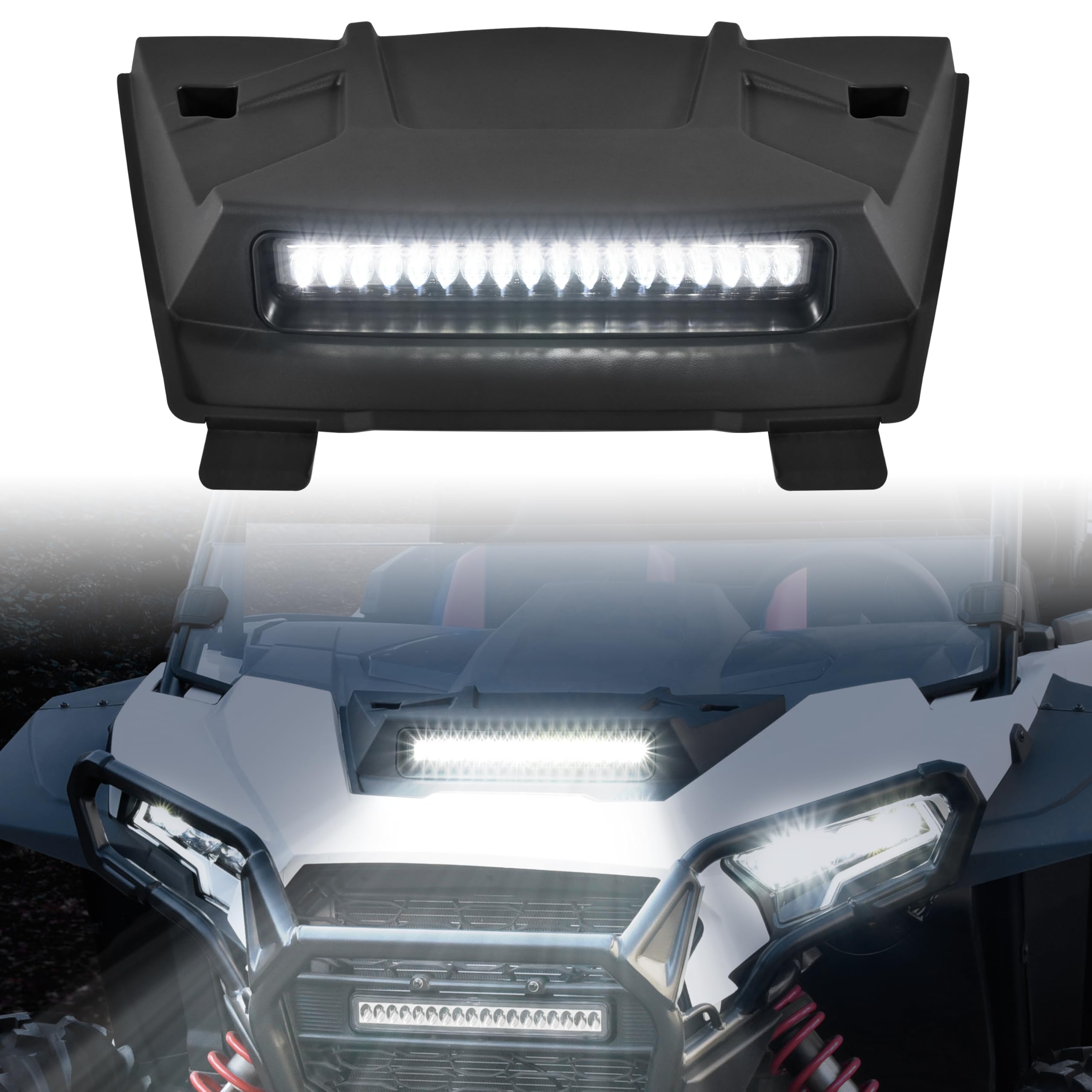 SAUTVS Sport Hood Scoop with LED Spotlight for Polaris RZR XP 1000/ XP4 1000 2024 2025, Hood Scoop with LED Auxiliary Light Kit for Polaris RZR XP 1000/ XP 4 1000 2024 2025 Accessories