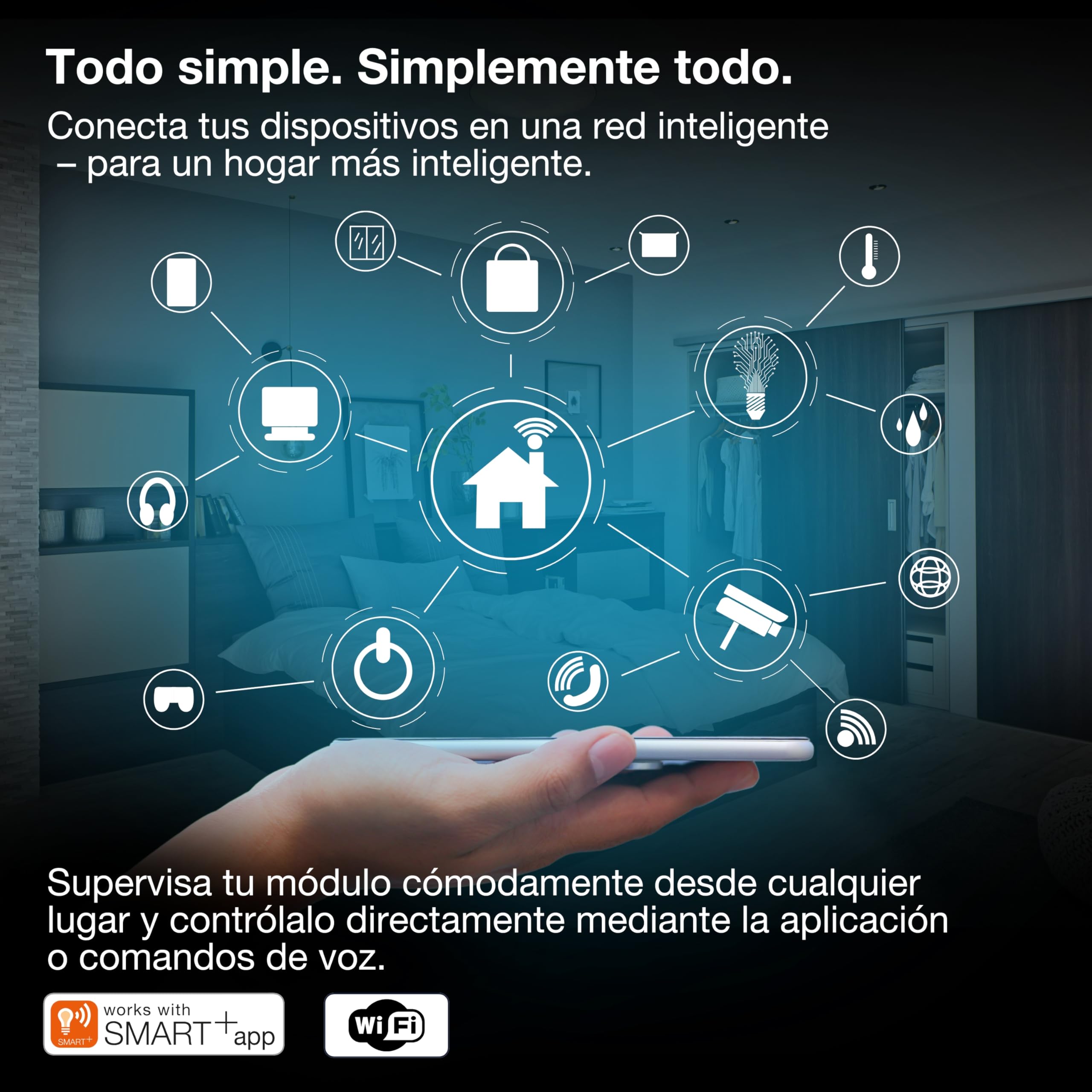 OSRAM Interruptor de pared SMART+ WiFi 4 botones magnético USB-C Interruptor de pared SMART+ WiFi, 4 botones, magnético, recargable por USB-C, duración de batería de 6 meses, compatible con Alexa | SMART+ WIFI Remote Wall Switch, Plugs, blanco, , Paquete