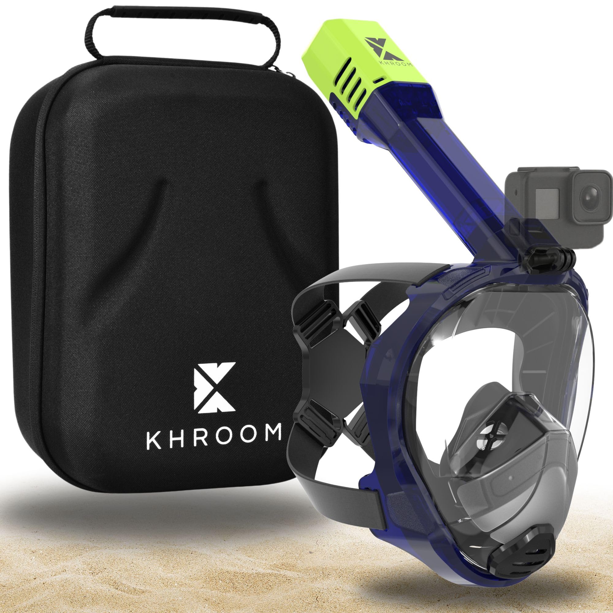 Khroom Schnorchelmaske für Erwachsene Seaview Pro, CO2 sicher | Bekannt aus Höhle der Löwen | Vollgesichtsmaske | 3x größerer Luftkanal | Anti-Beschlag | Action-Cam-Halterung