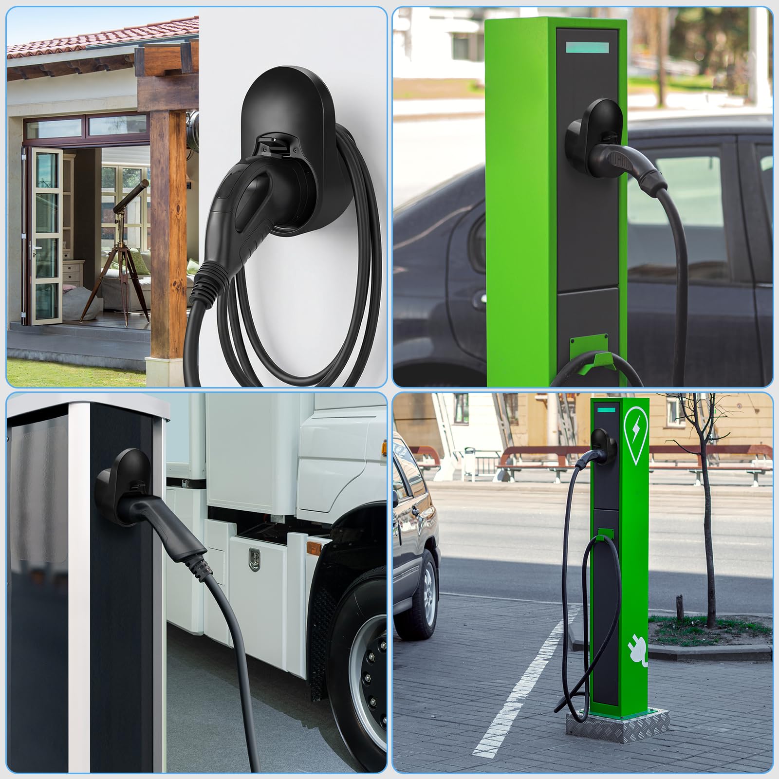 Zocipro Uchwyt ścienny kompatybilny z Wallbox kabel do ładowania typu 2 – akcesoria do ładowarki EV typu 2, uchwyt na kabel do ładowania typu 2, kabel i ładowarka, czarny