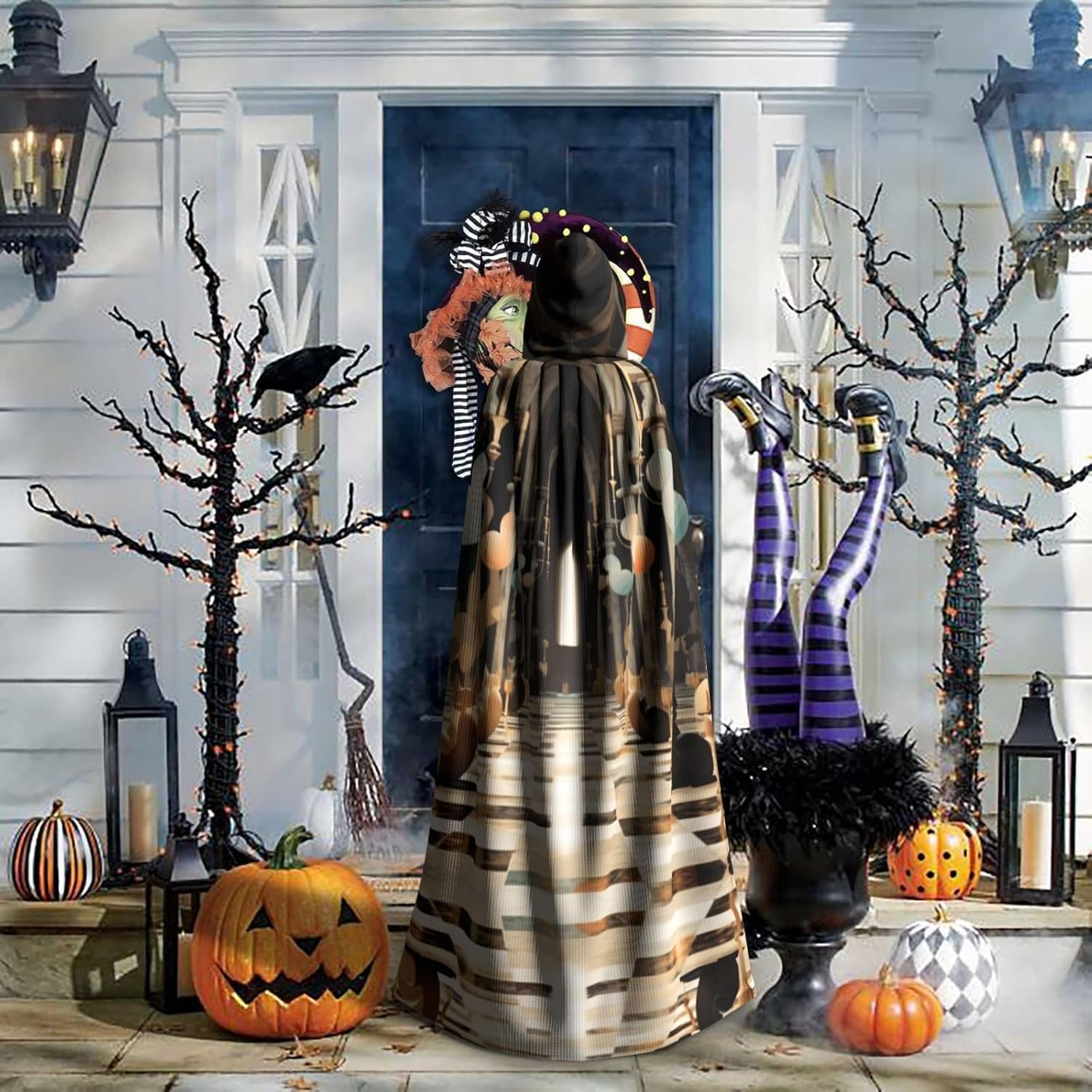 Cat playing chess Unique Darkness Poncho Shawl - Customizable Wearable Blanket for Women, Perfect Halloween Costume Accessory, Knight, Akatsuki, and More